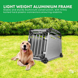 Dog Carriers & Crates: Aluminium Dog Travel Crate 63x68x88cm - Large Pet Car Transport Cage Kennel Box