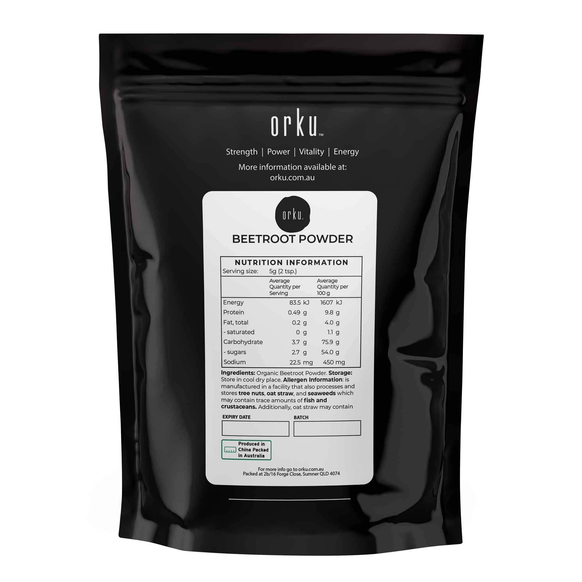 Orku 100g Organic Beetroot Powder - 100% Pure Beet Root Powder - Beta vulgaris