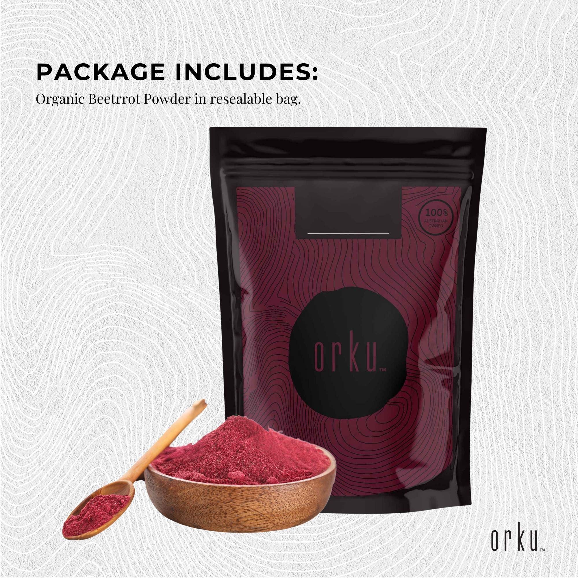 Orku 400g Organic Beetroot Powder - 100% Pure Beet Root Powder - Beta vulgaris