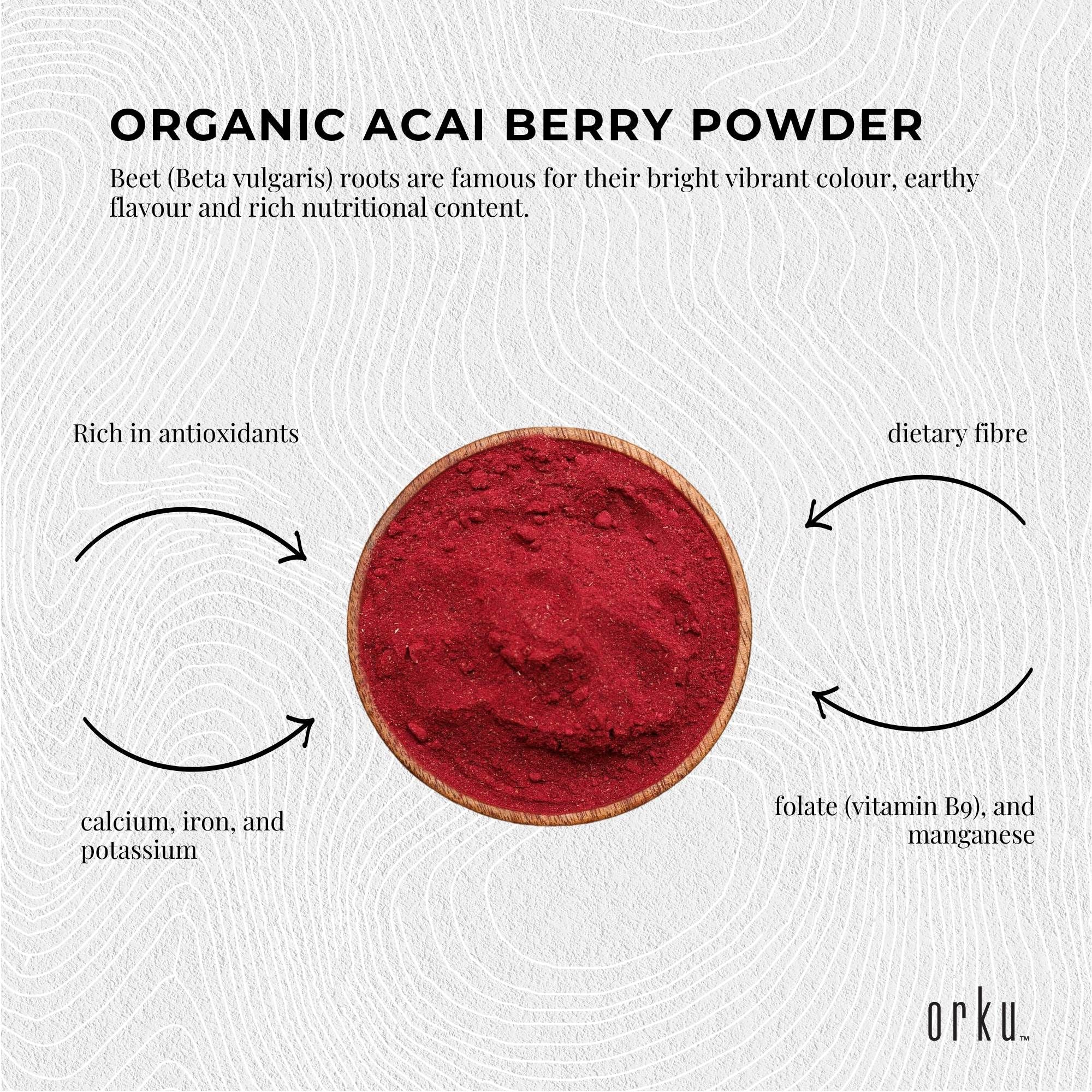 Orku 1Kg Organic Beetroot Powder - 100% Pure Beet Root Powder - Beta vulgaris