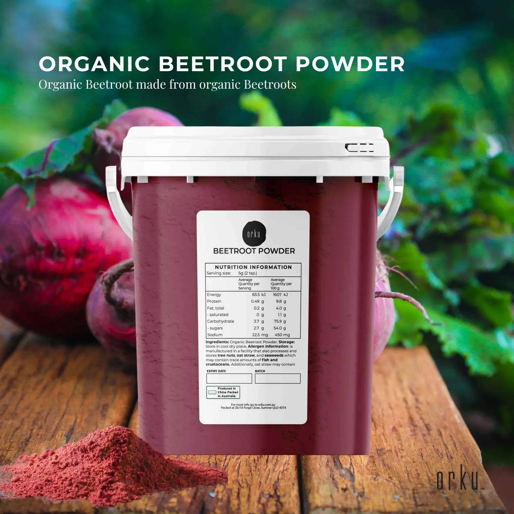 Orku 800g Organic Beetroot Powder - 100% Pure Beet Root Powder - Beta vulgaris