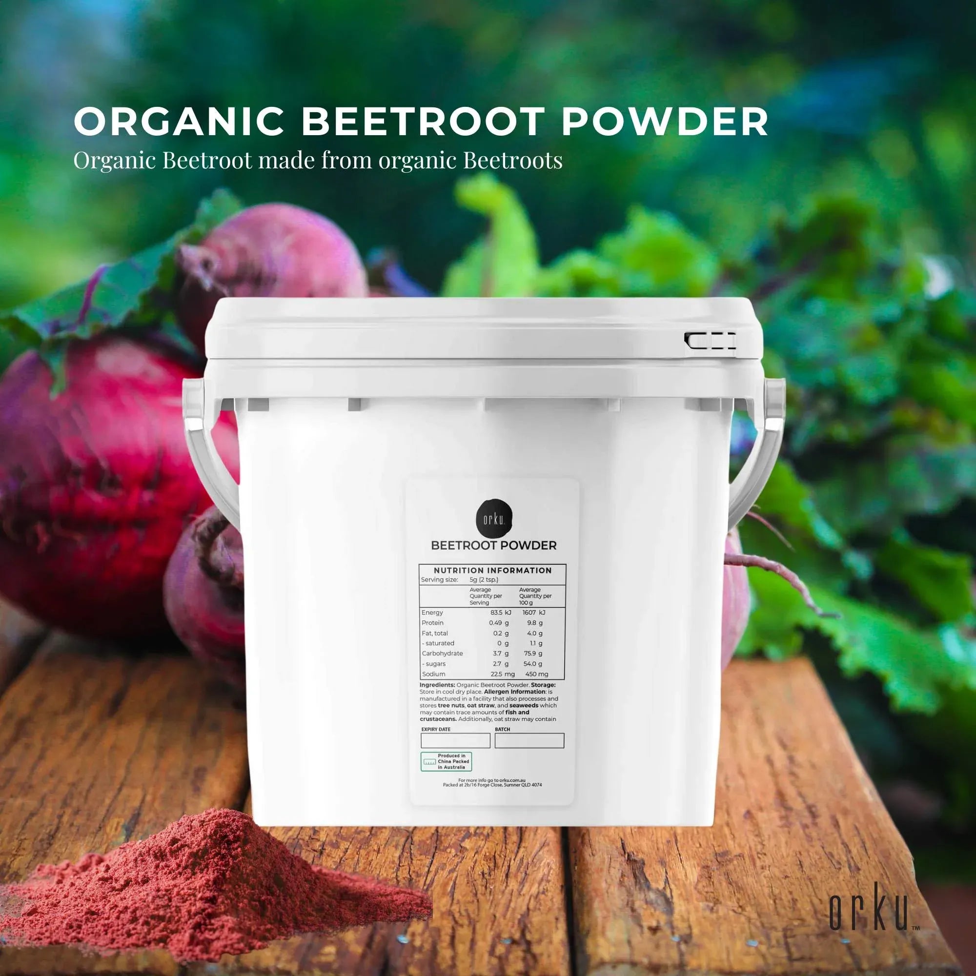 Orku 3Kg Organic Beetroot Powder - 100% Pure Beet Root Powder - Beta vulgaris