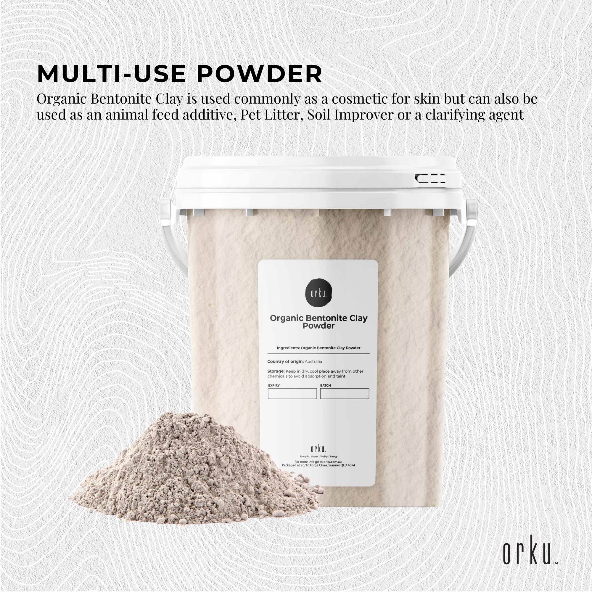 Orku 1.1Kg Organic Bentonite Clay Powder Cosmetic Grade Montmorillonite