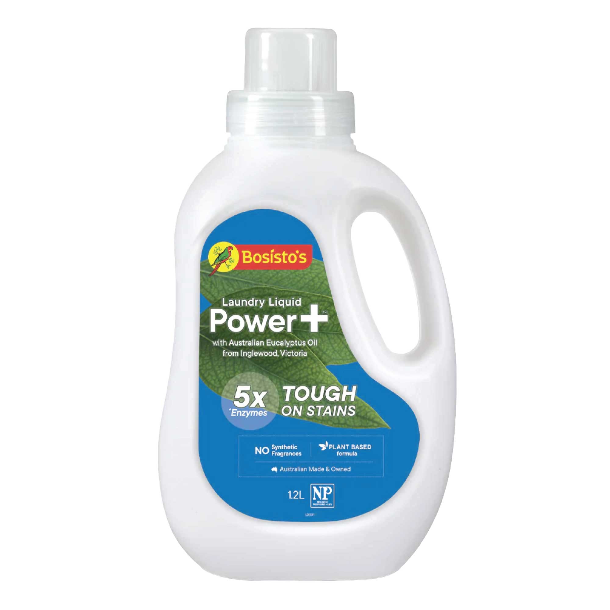 Laundry Cleaning Supplies: 1.2L Power Plus Laundry Liquid Bosistos Eucalyptus Plant Based Washing Detergent