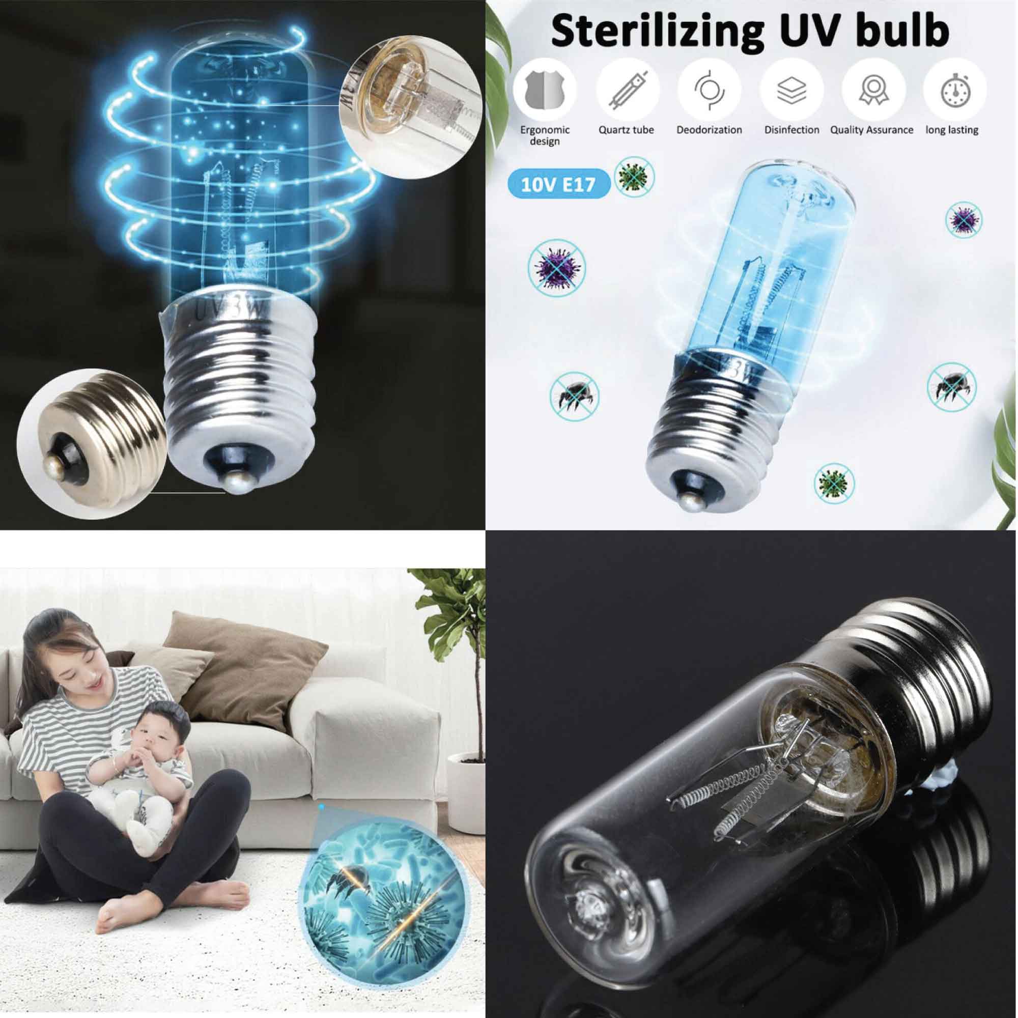 Wellness Accessories: 3W Replacement UV Light Lamp Bulb Sterilising Disinfecting Germicidal Ozone