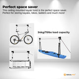 Social Hike Kayak Hoist - 34kg Garage Ceiling Pulley Lift for Kayak Bike Storage