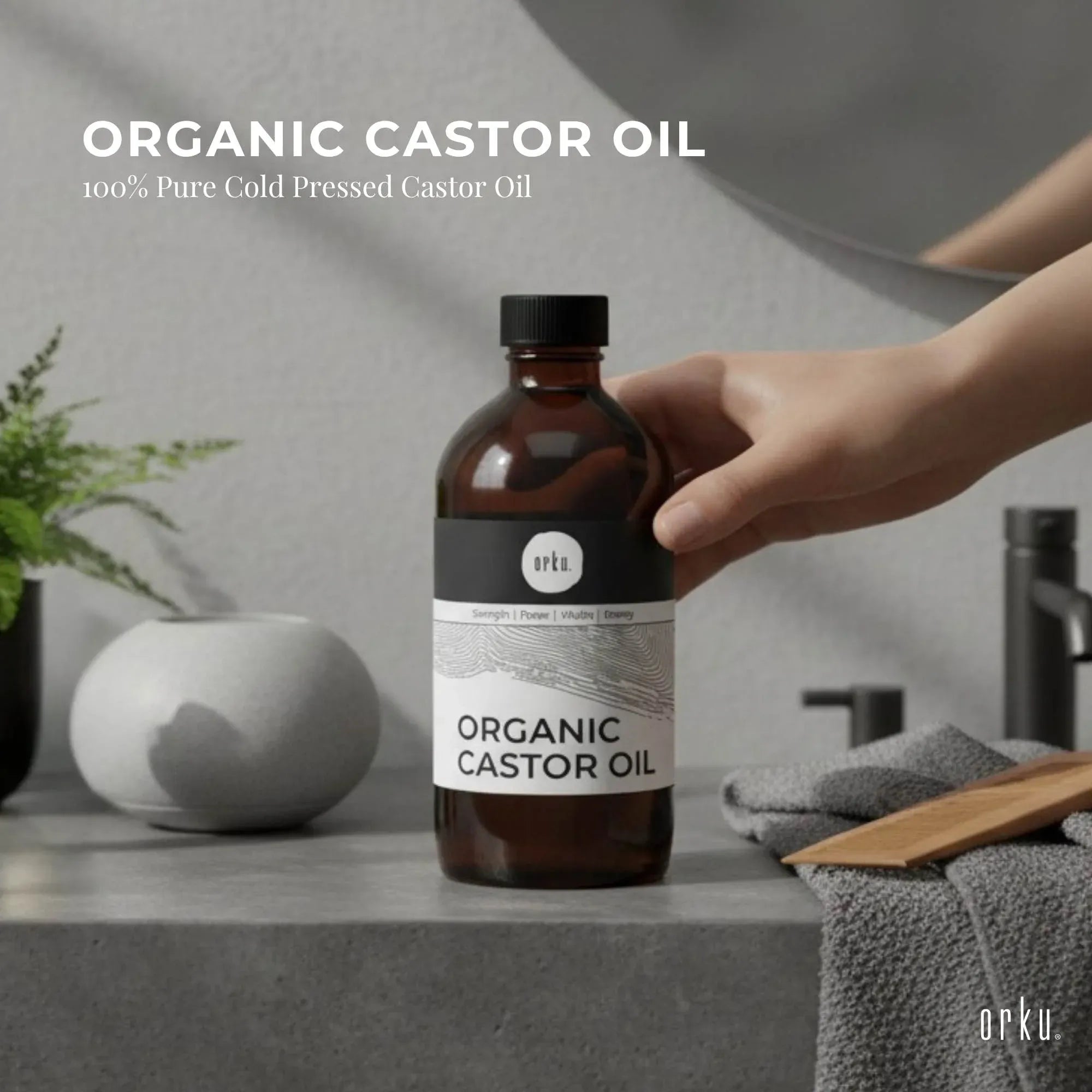 Orku 250ml Organic Castor Oil - Hexane Free Cold Pressed