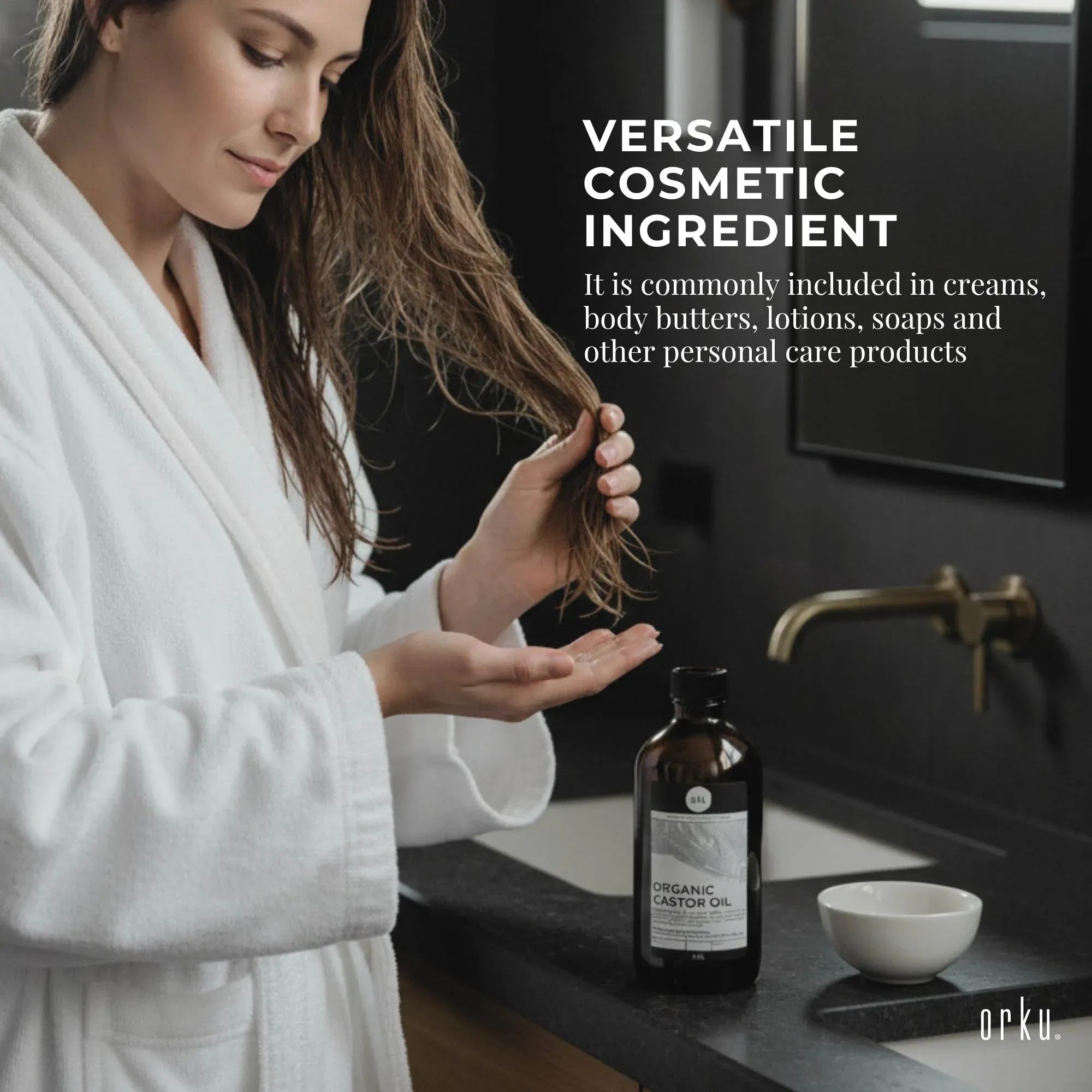 Orku 1L Organic Castor Oil - Hexane Free Cold Pressed