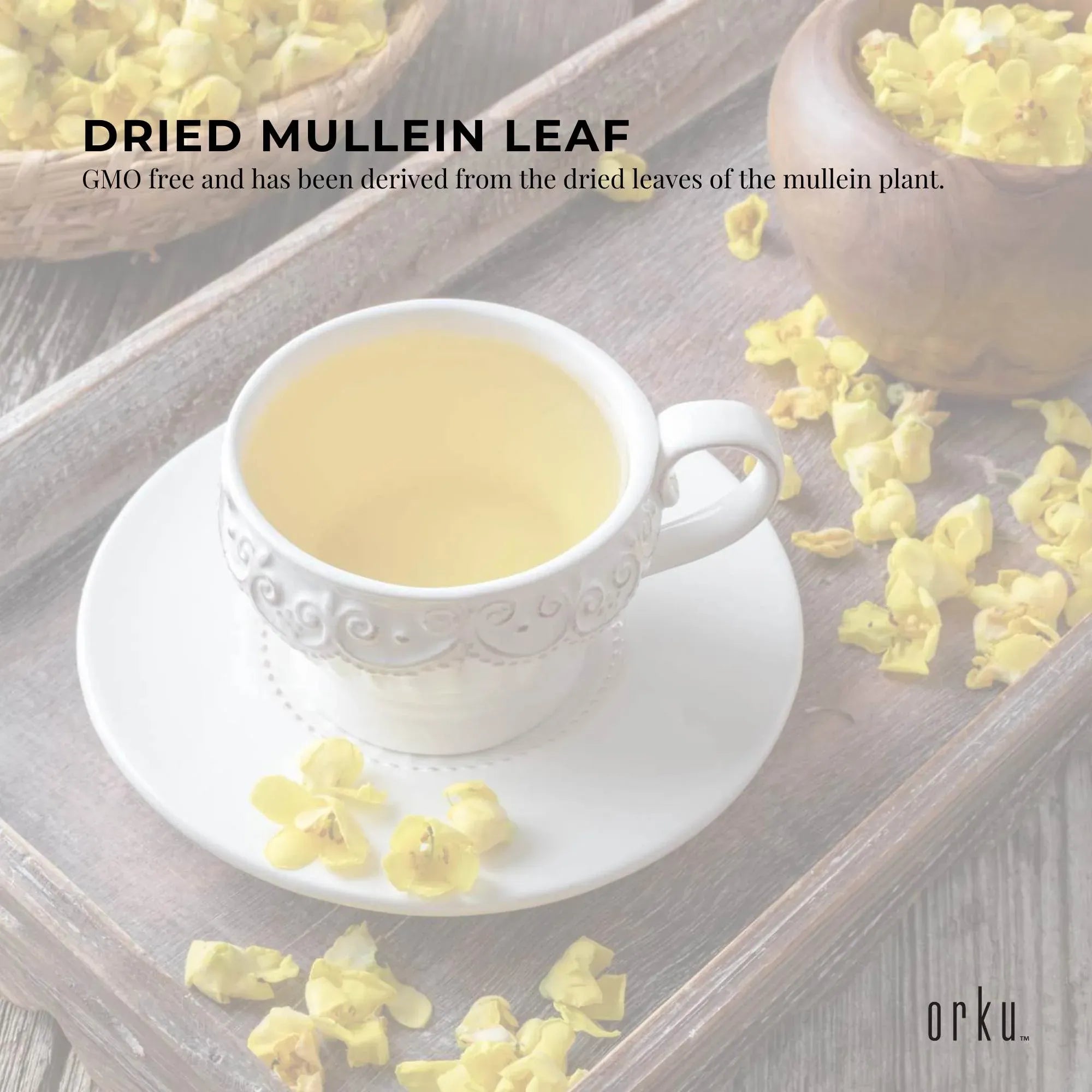Orku 50g Organic Mullein Leaf - Dried Herbal Verbascum Thapsis