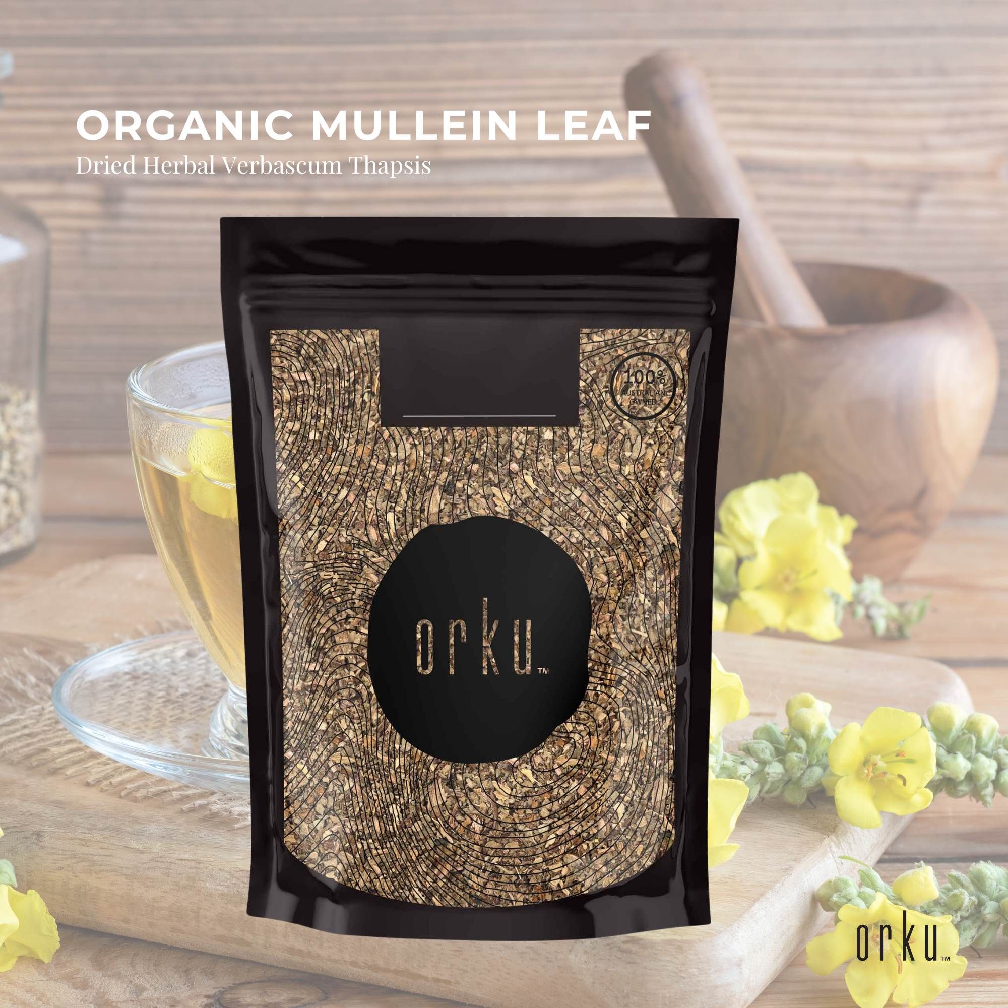 Orku 100g Organic Mullein Leaf - Dried Herbal Verbascum Thapsis