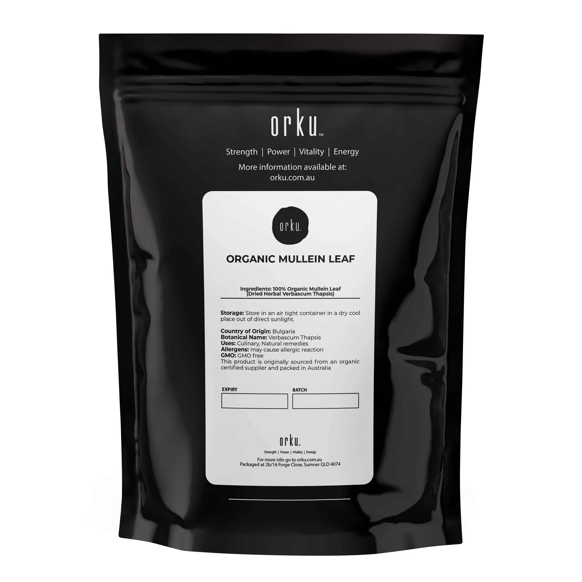 Orku 100g Organic Mullein Leaf - Dried Herbal Verbascum Thapsis