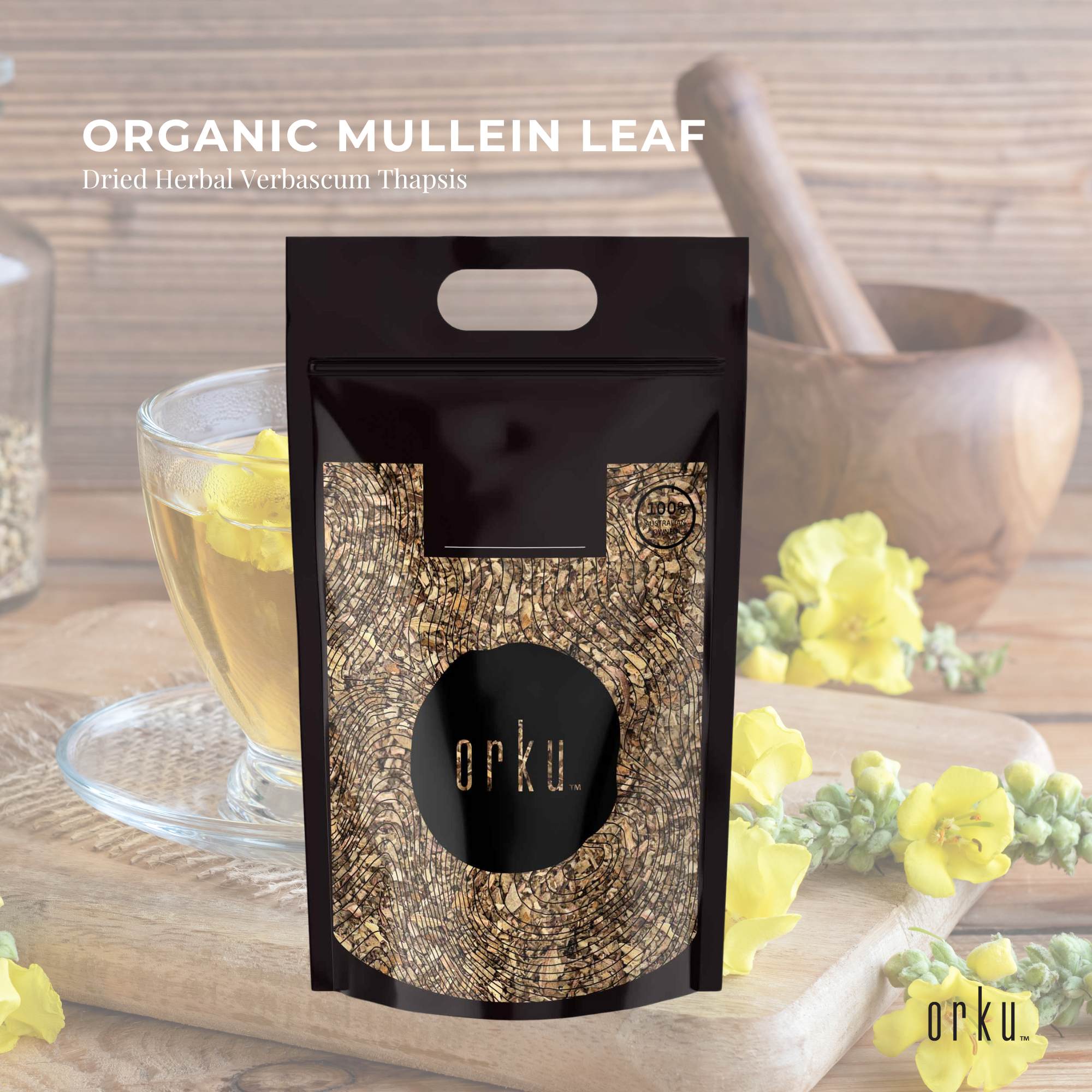 Orku 1Kg Organic Mullein Leaf - Dried Herbal Verbascum Thapsis