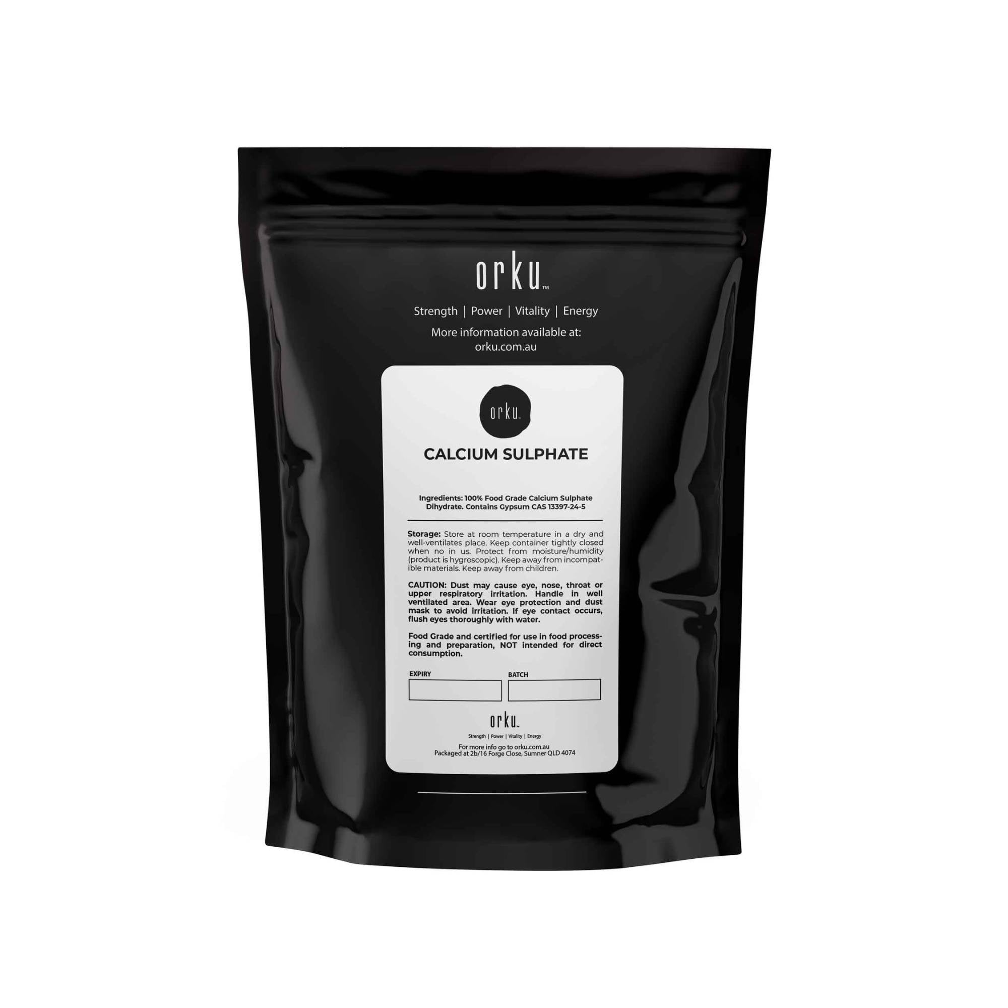 Orku 1Kg Fine Calcium Sulphate Gypsum Powder - Dihydrate Food Grade FCC E516