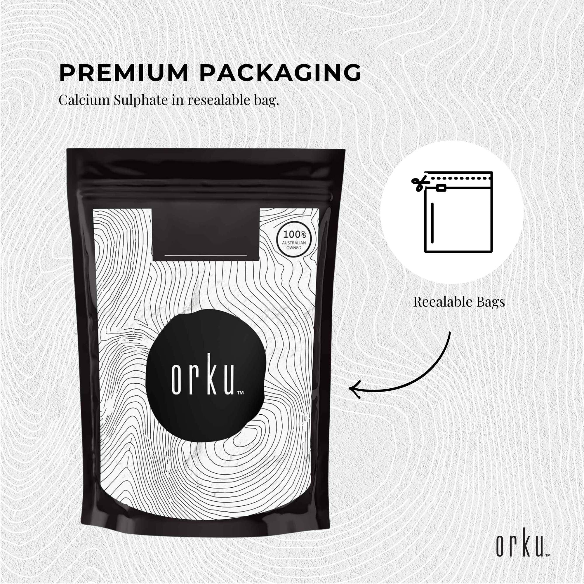 Orku 2Kg Fine Calcium Sulphate Gypsum Powder - Dihydrate Food Grade FCC E516