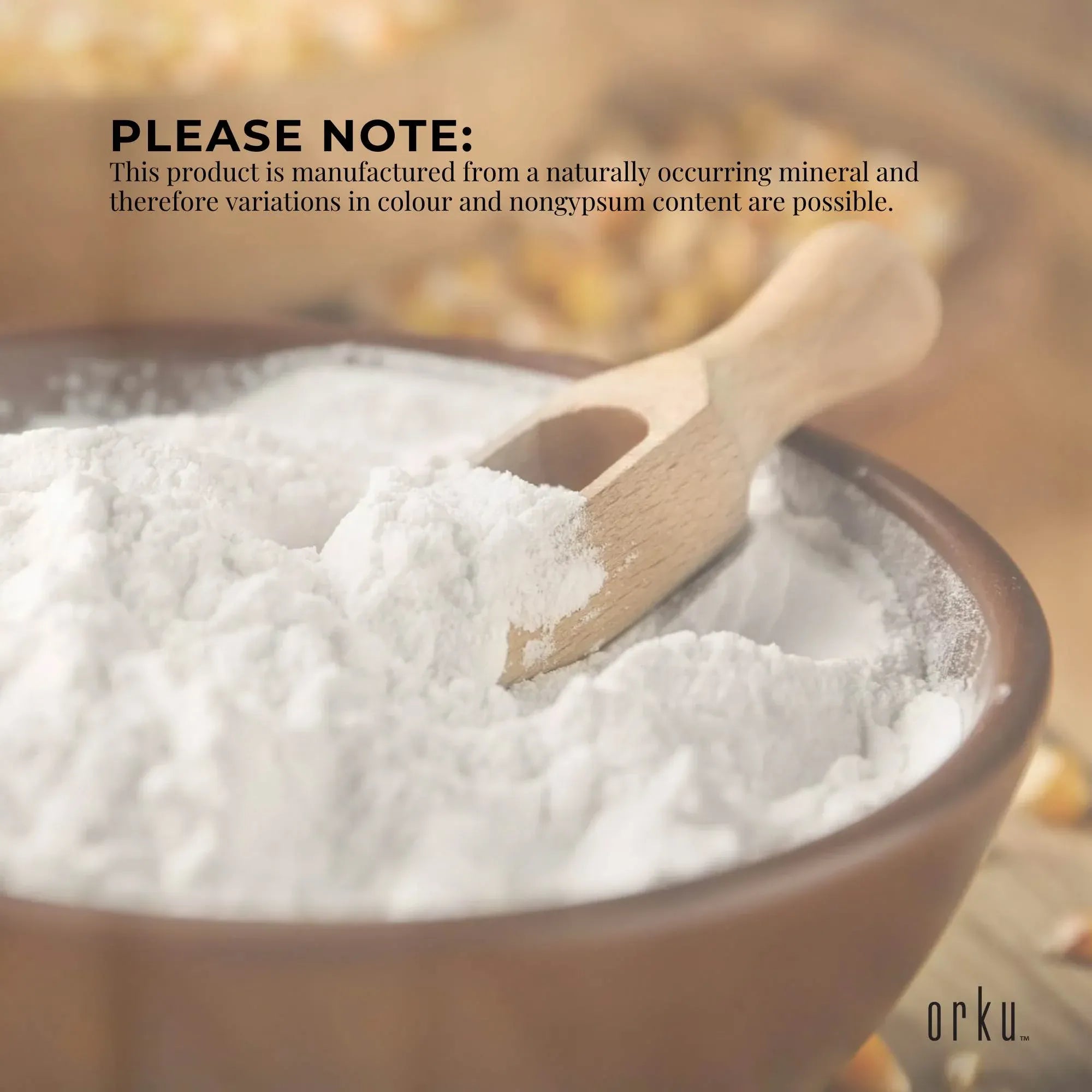 Orku 2Kg Fine Calcium Sulphate Gypsum Powder - Dihydrate Food Grade FCC E516