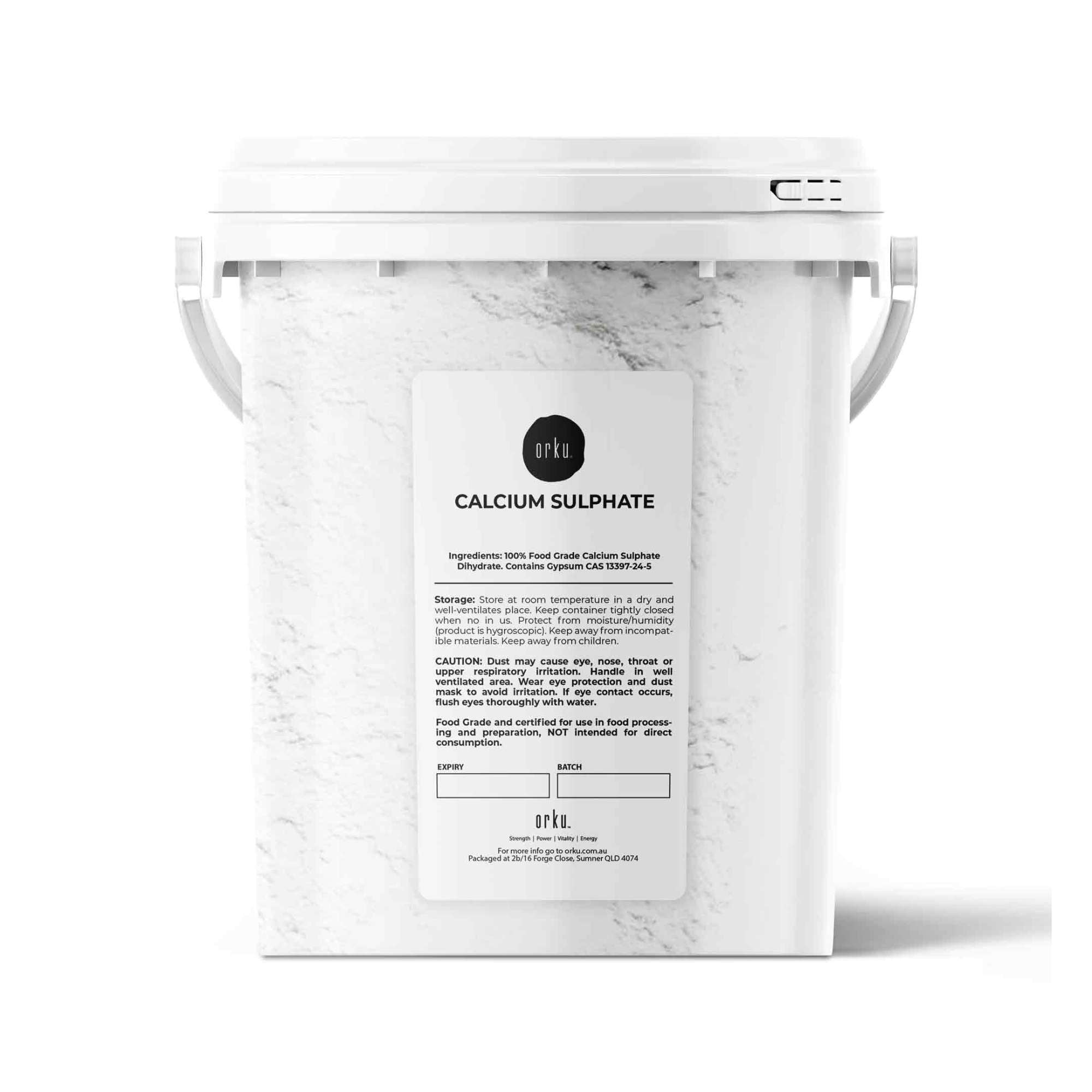 Orku 1Kg Fine Calcium Sulphate Gypsum Powder Tub - Dihydrate Food Grade FCC E516