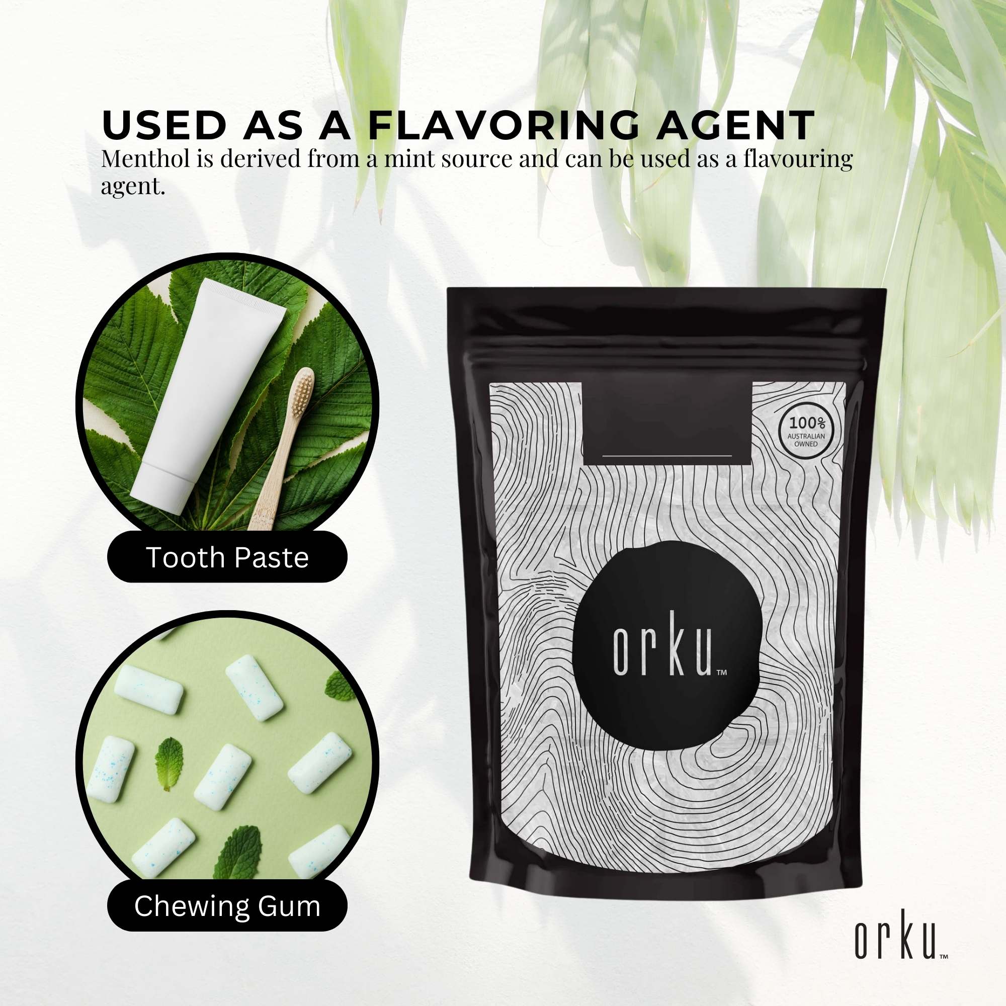 Retail: Orku 50g Menthol Crystals - USP Grade L-Menthol Mint Flakes C10H200