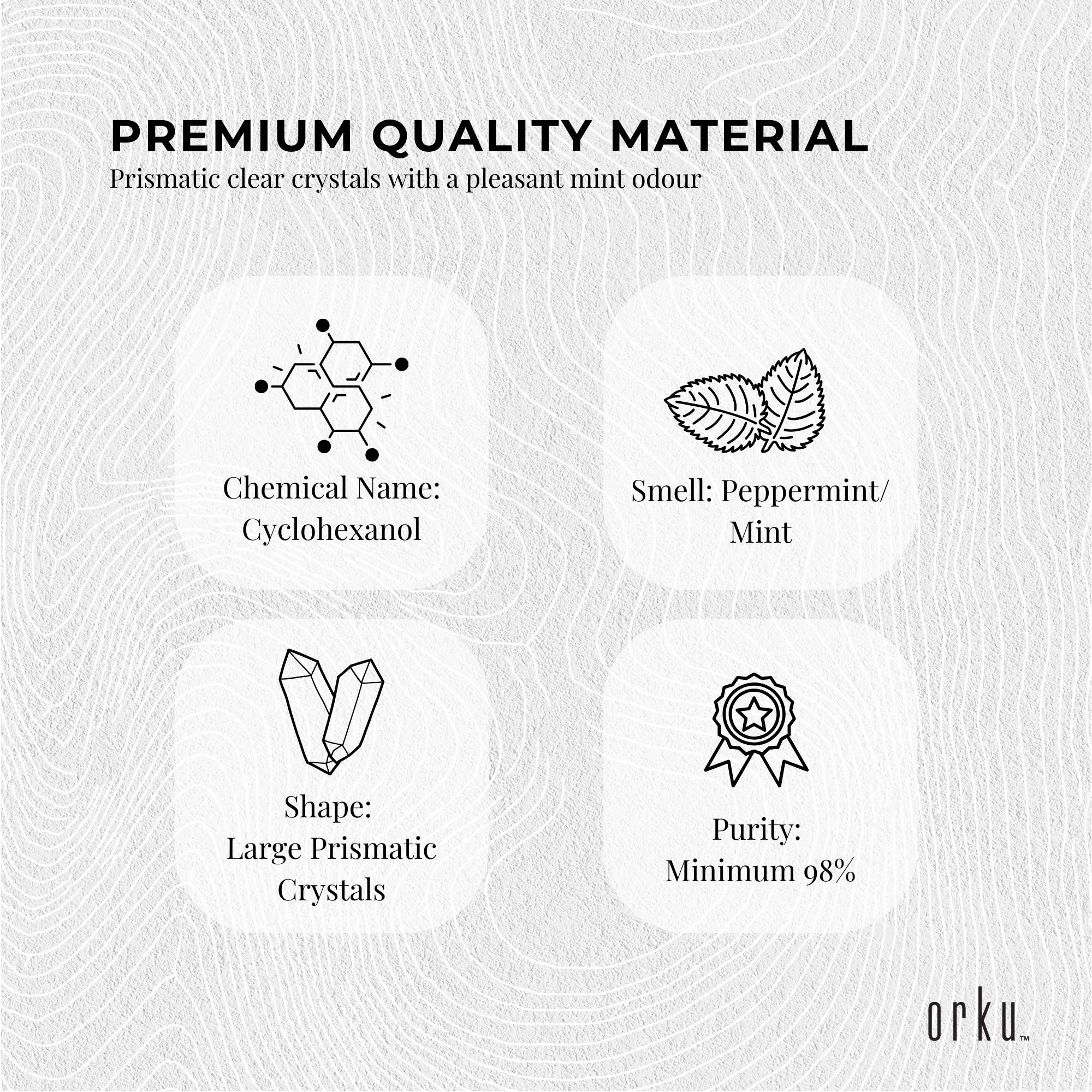 Orku 100g Menthol Crystals - USP Grade L-Menthol Mint Flakes C10H200