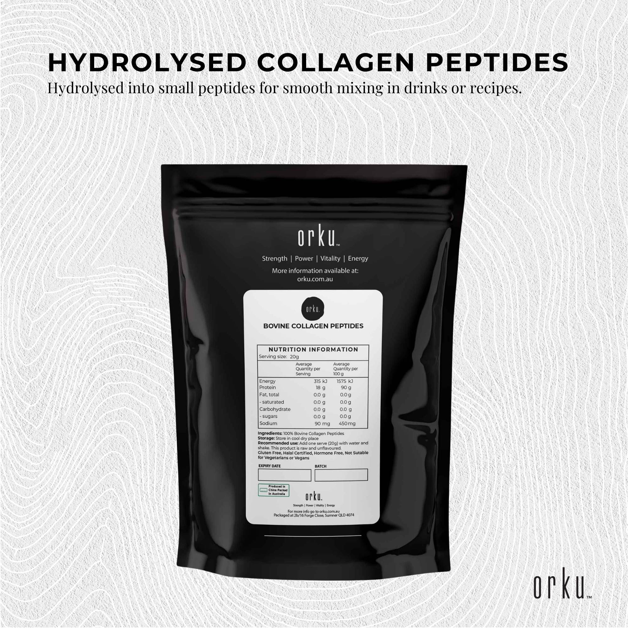Orku 2Kg Bovine Collagen Peptides Powder Hydrolysed Protein Unflavoured