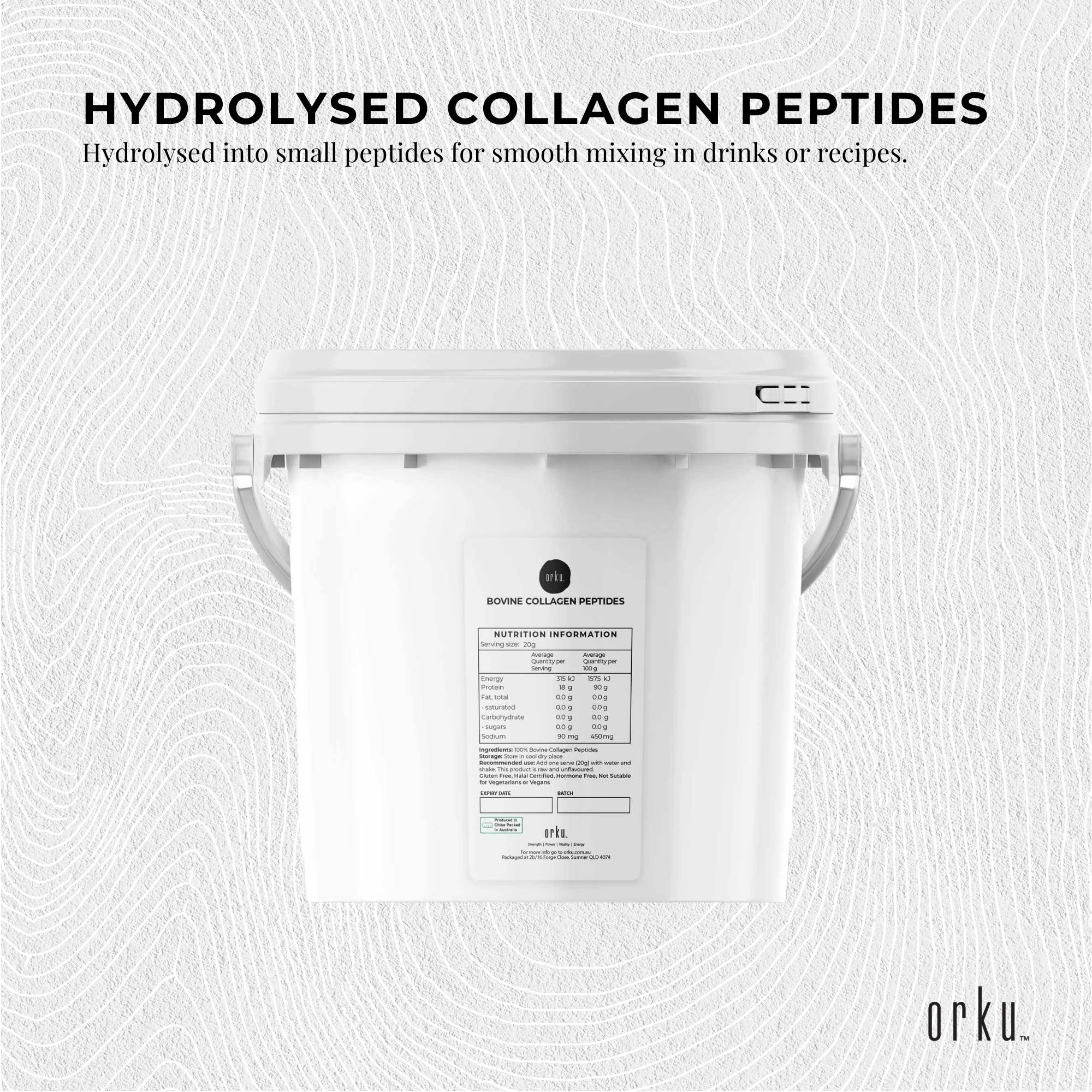 Orku 2.5Kg Bovine Collagen Peptides Powder Tub Hydrolysed Protein
