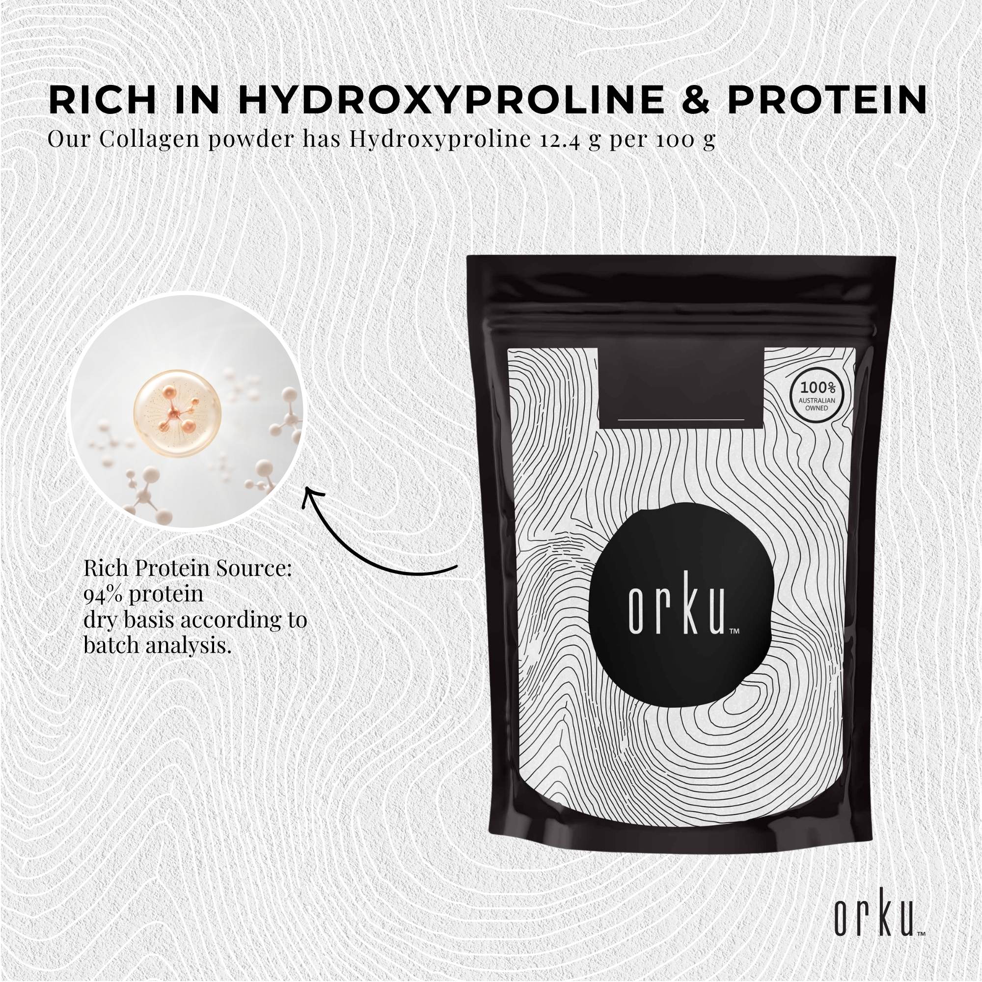 Orku 2.5Kg Bovine Collagen Peptides Powder Tub Hydrolysed Protein