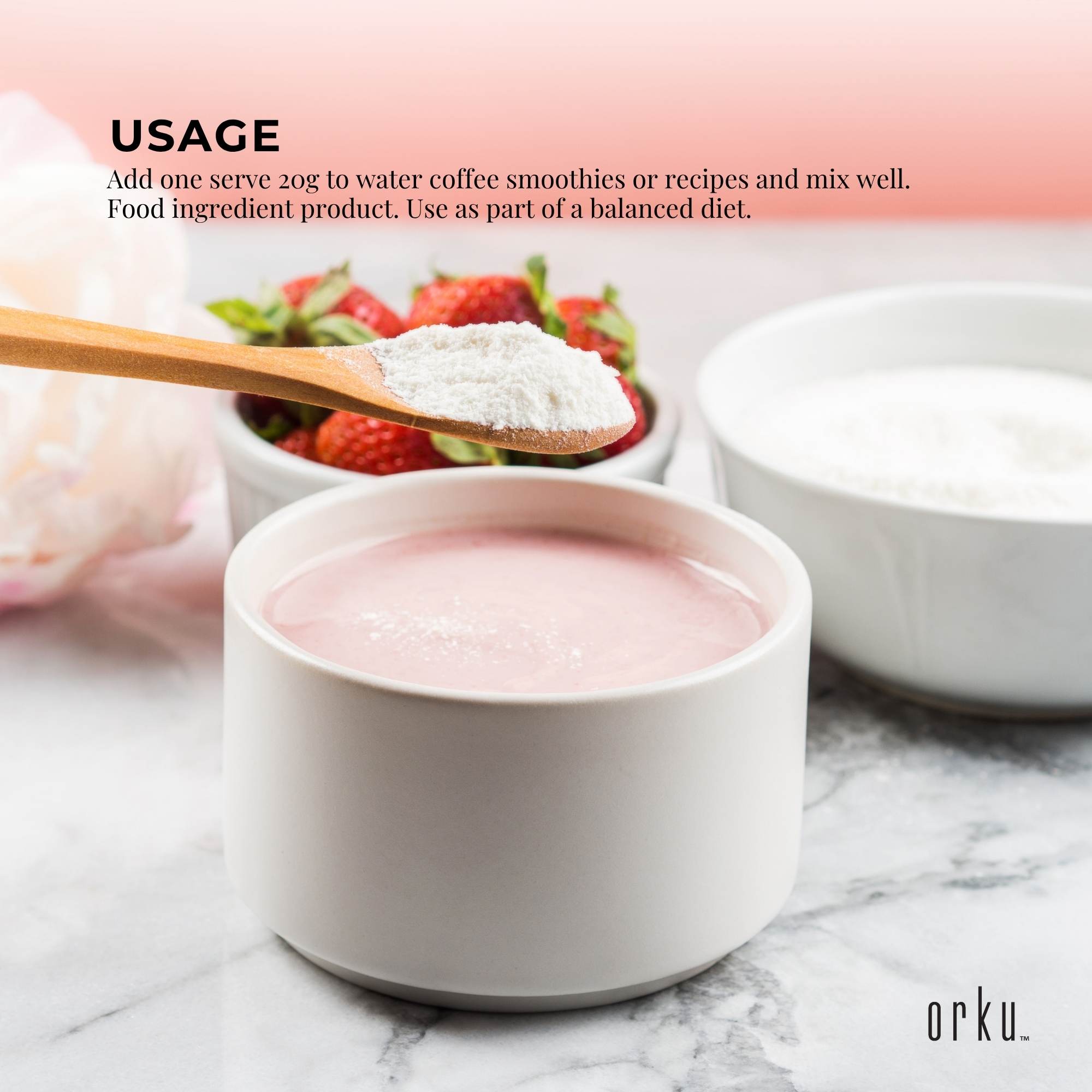 Orku 2.5Kg Bovine Collagen Peptides Powder Tub Hydrolysed Protein