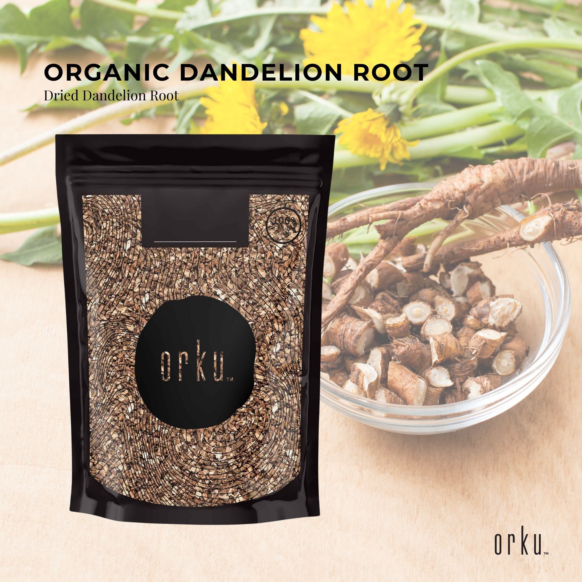 Teas & Accessories: 100g Organic Dandelion Root - Dried Raw Herbal Tea Supplement