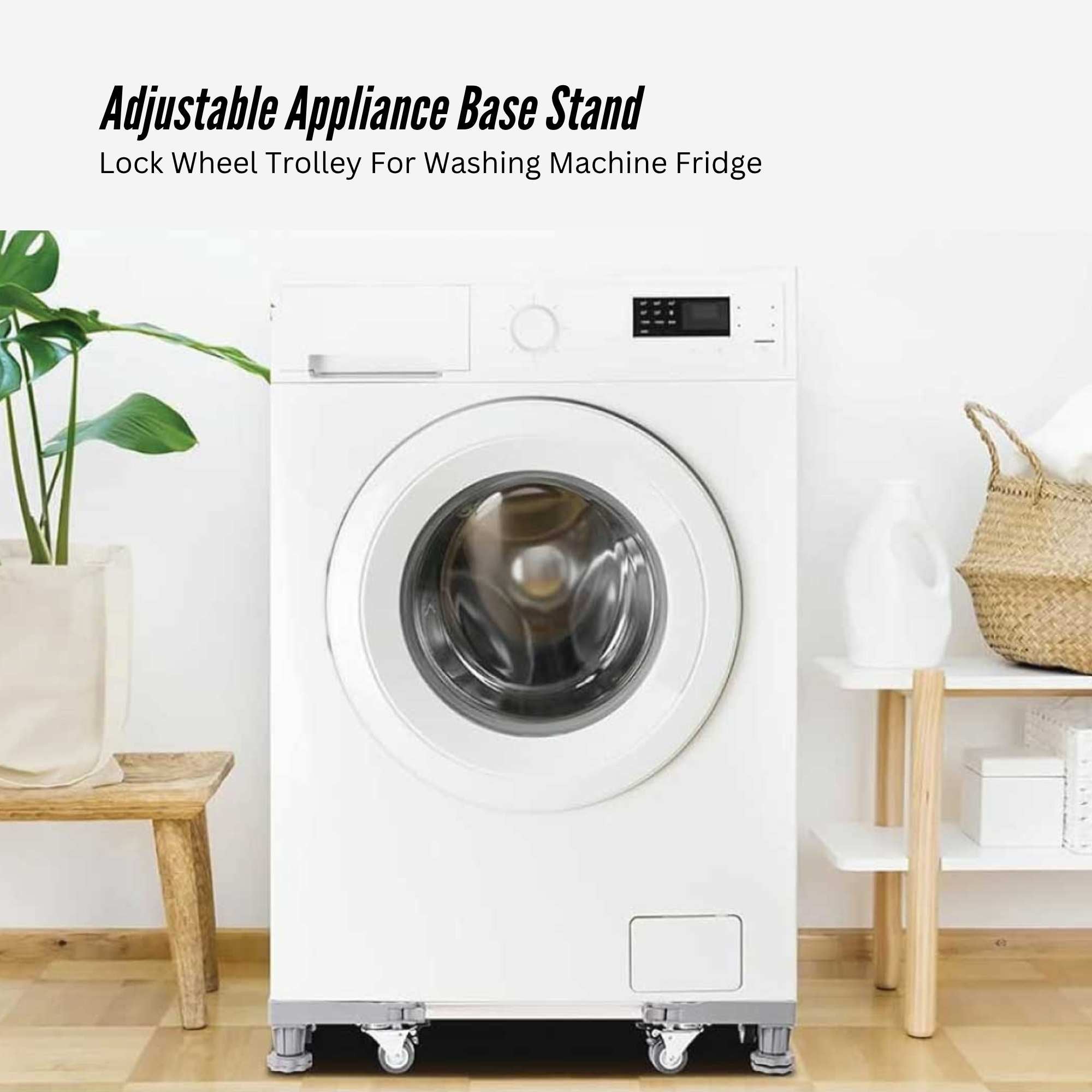 Washing Machines: Tooleroo Adjustable Appliance Base Stand for Washing Machine with Locking Wheels