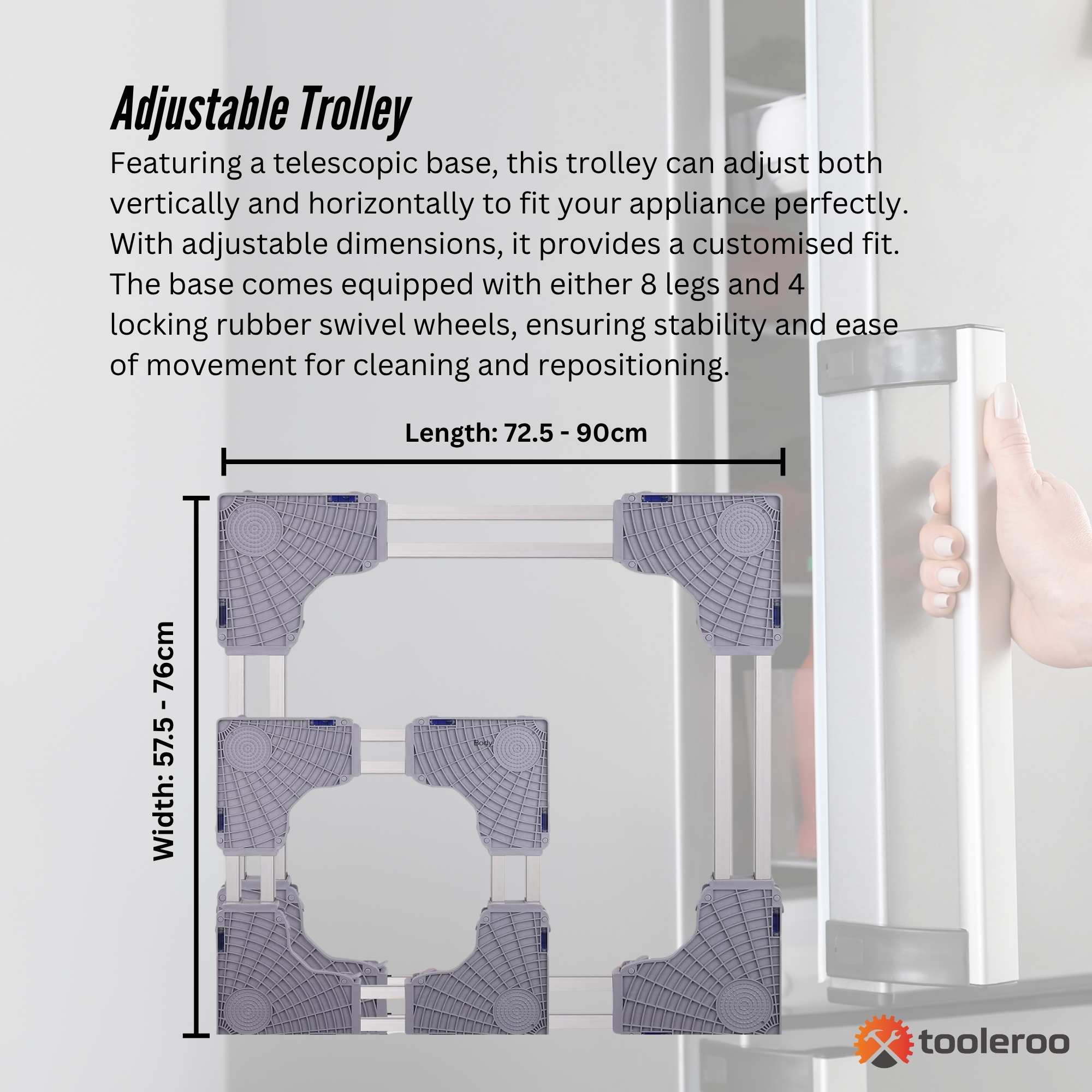 Washing Machines: Tooleroo Adjustable Appliance Base Stand for Washing Machine with Locking Wheels
