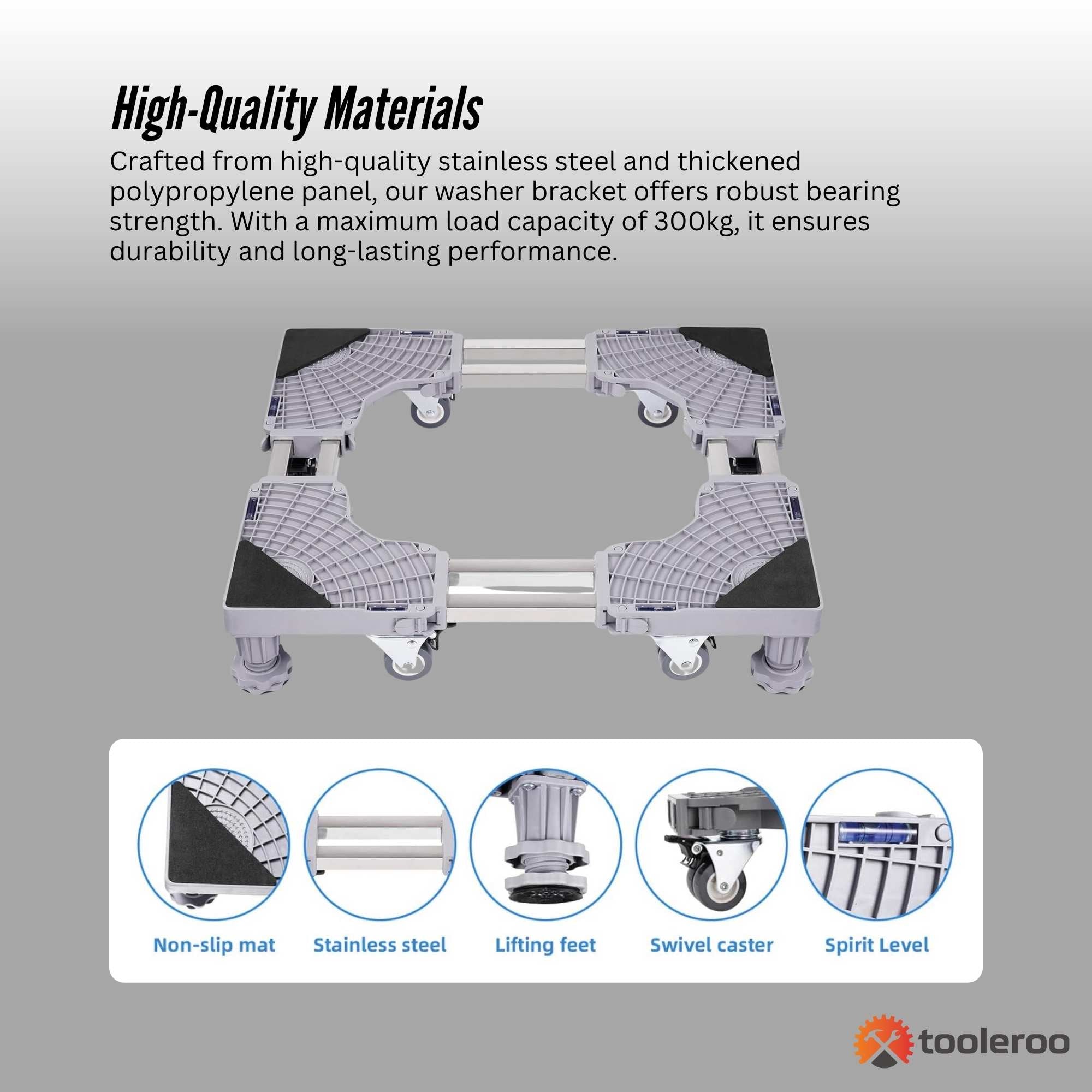 Washing Machines: Tooleroo Adjustable Appliance Base Stand for Washing Machine with Locking Wheels