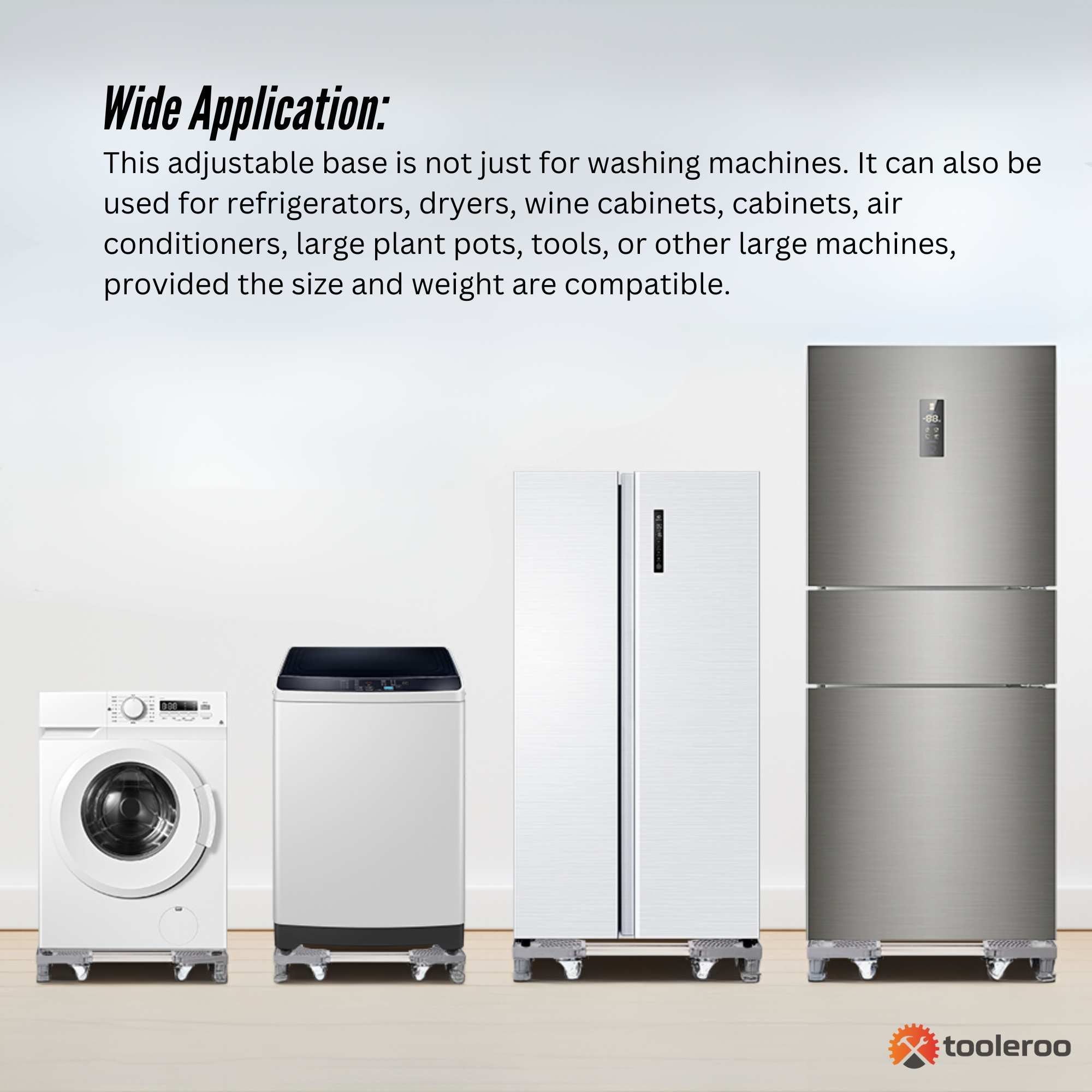 Washing Machines: Tooleroo Adjustable Appliance Base Stand for Washing Machine with Locking Wheels