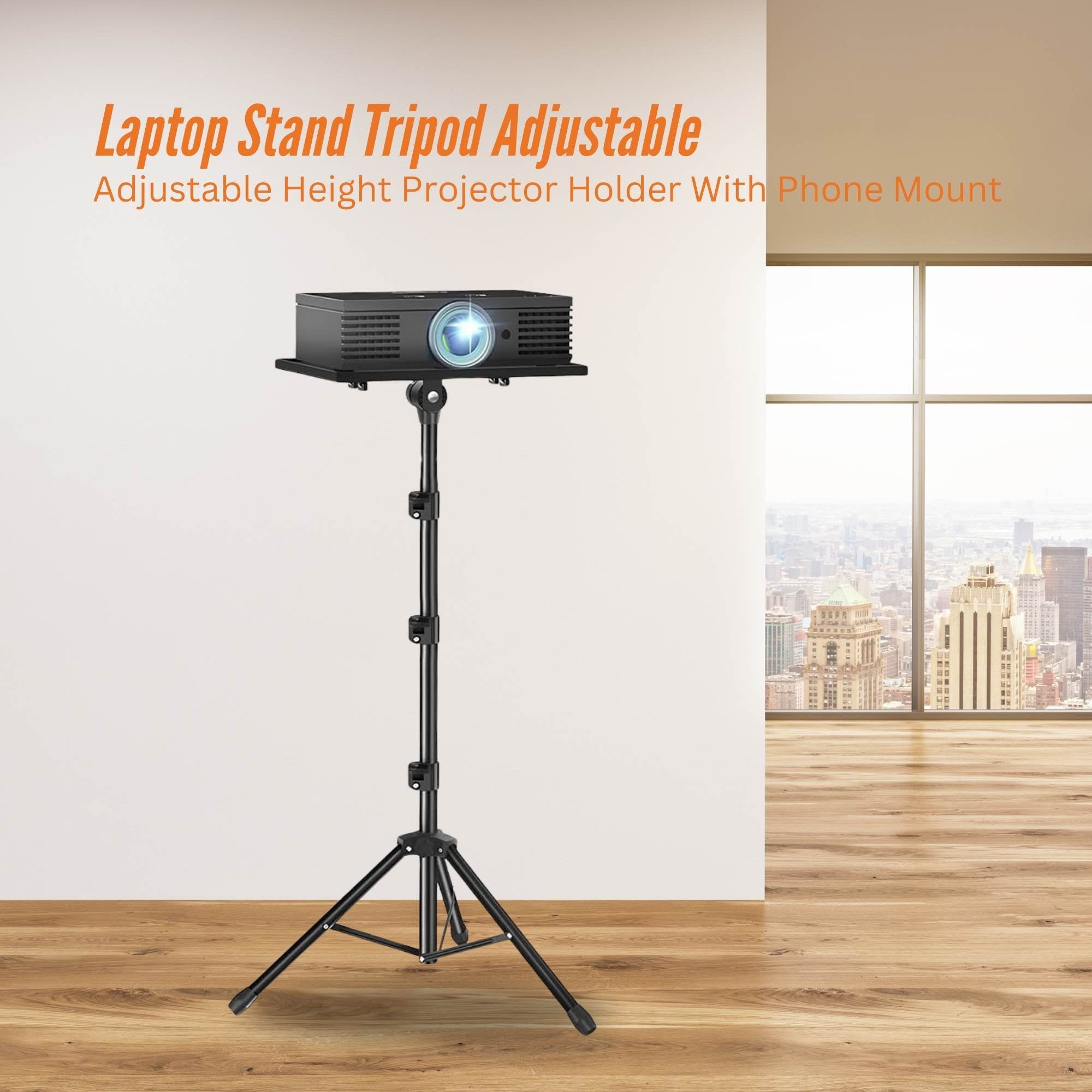 Laptop Stands: Laptop Stand Tripod - Adjustable Height Projector Holder With Phone Mount