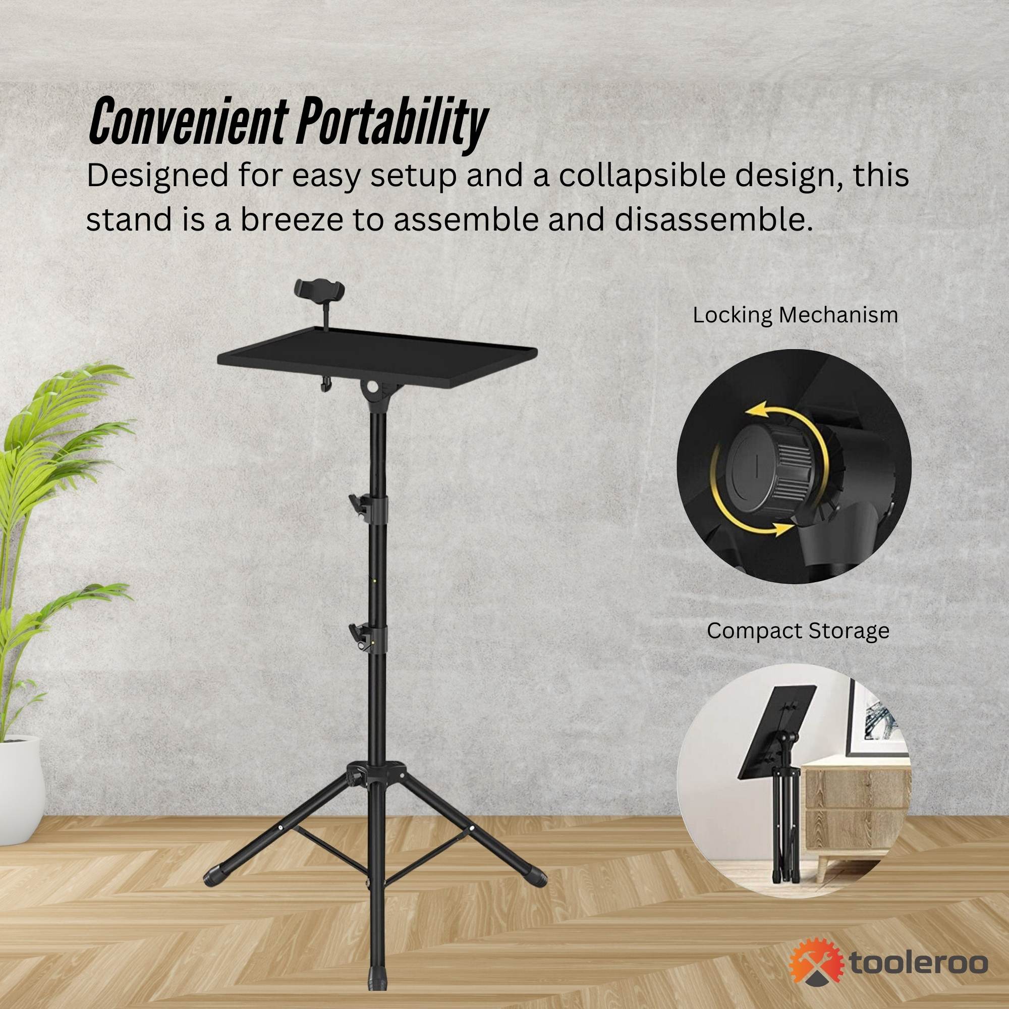 Laptop Stands: Laptop Stand Tripod - Adjustable Height Projector Holder With Phone Mount