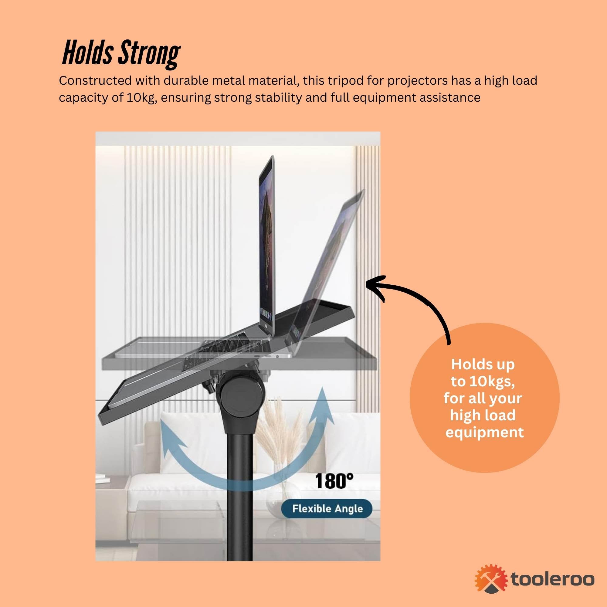 Laptop Stands: Laptop Stand Tripod - Adjustable Height Projector Holder With Phone Mount