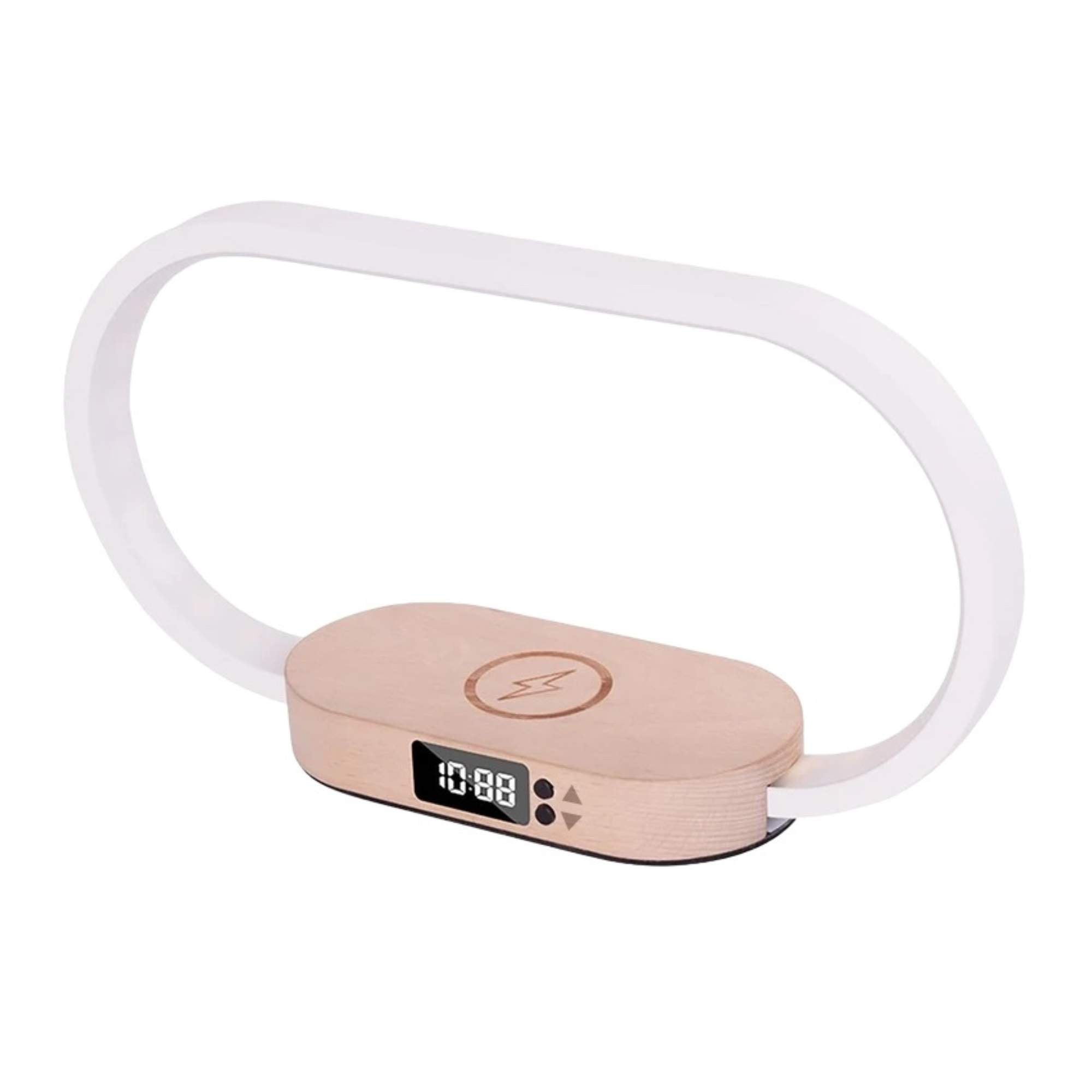 Table Lamps: Wireless Phone Charger Table Lamp - USB Port Charging Bedside Light With Clock