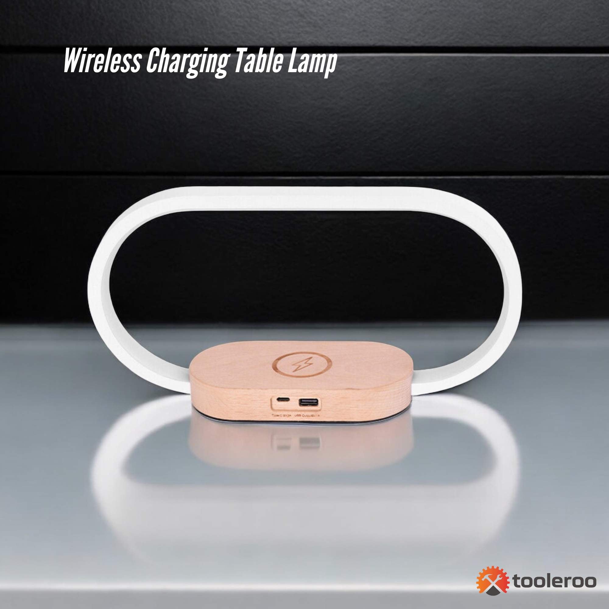 Table Lamps: Wireless Phone Charger Table Lamp - USB Port Charging Bedside Light With Clock