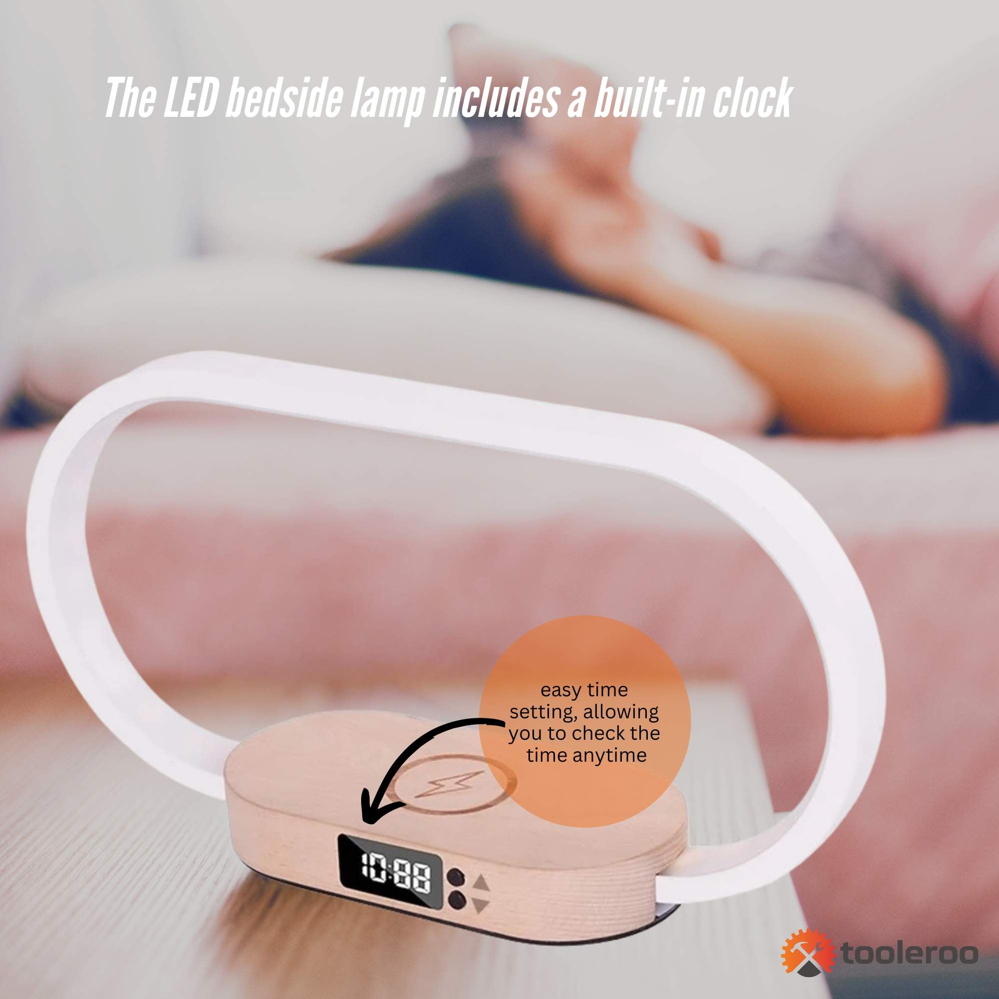 Table Lamps: Wireless Phone Charger Table Lamp - USB Port Charging Bedside Light With Clock