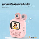 Camera Accessories: Kids Rechargeable Instant Print Camera Pink - Digital Thermal Photo Video MP3