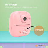 Camera Accessories: Kids Rechargeable Instant Print Camera Pink - Digital Thermal Photo Video MP3