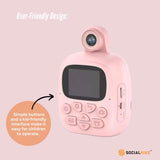 Camera Accessories: Kids Rechargeable Instant Print Camera Pink - Digital Thermal Photo Video MP3