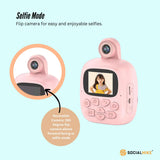 Camera Accessories: Kids Rechargeable Instant Print Camera Pink - Digital Thermal Photo Video MP3