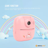 Camera Accessories: Kids Rechargeable Instant Print Camera Pink - Digital Thermal Photo Video MP3