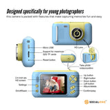Camera Accessories: Kids HD Digital Camera Blue - Children's Selfie Photo Video 2.4 Inch Screen