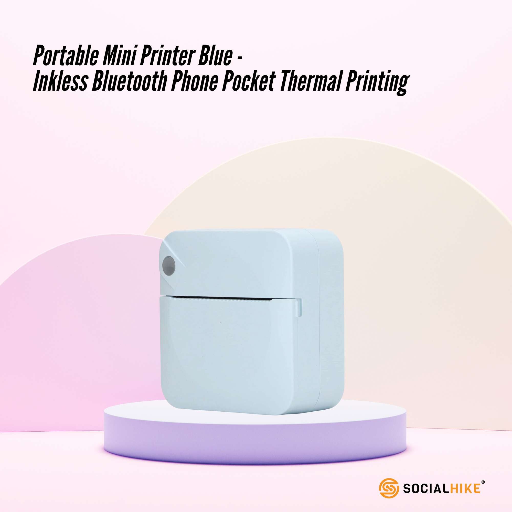 Printers & Accessories: Portable Mini Printer Blue - Inkless Bluetooth Phone Pocket Thermal Printing