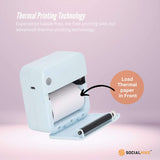 Printers & Accessories: Portable Mini Printer Blue - Inkless Bluetooth Phone Pocket Thermal Printing