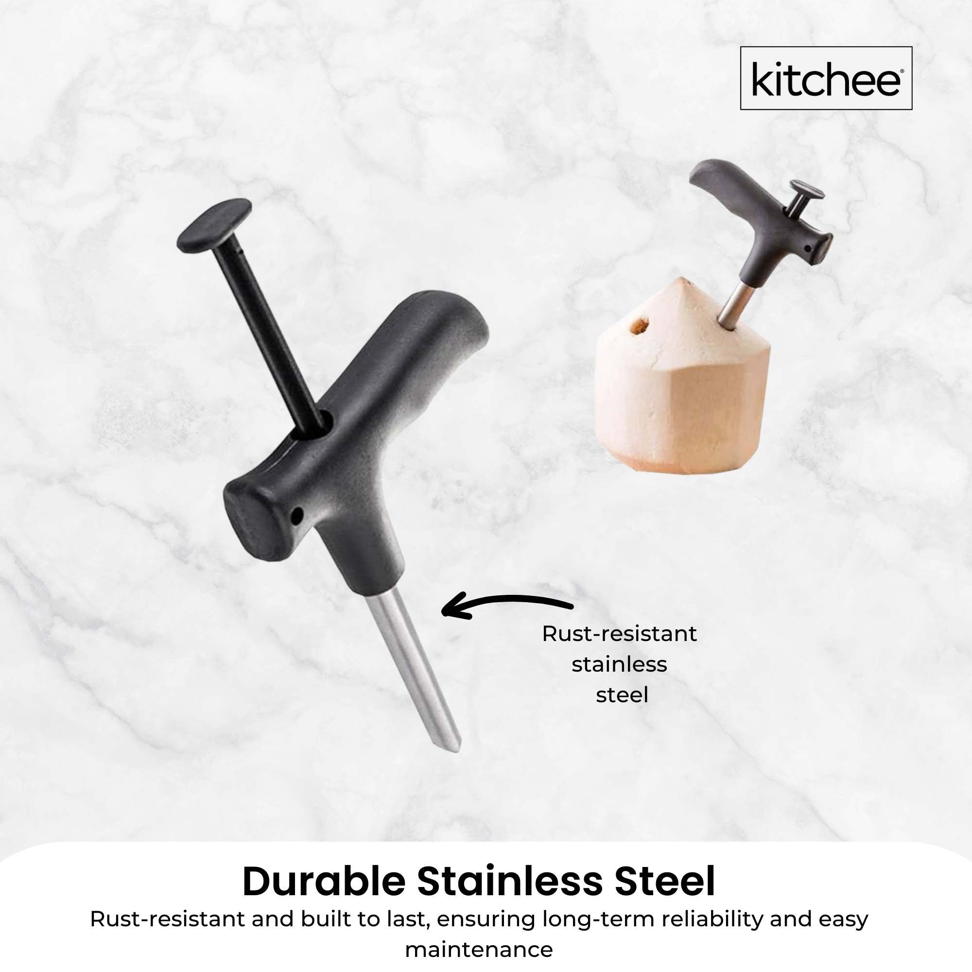 Kitchen Utensils: 1x Kitchee Coconut Opener - Stainless Steel Hole Punch Kitchen Tool