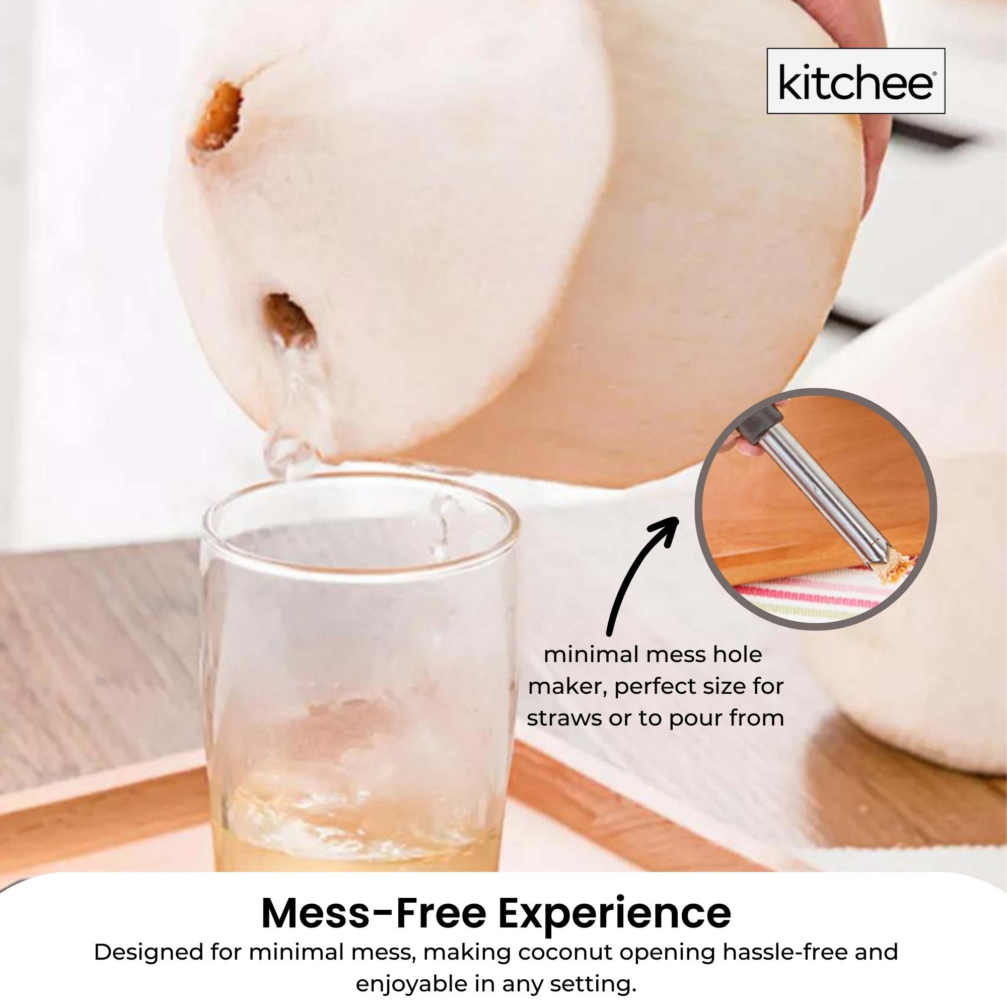 Kitchen Utensils: 1x Kitchee Coconut Opener - Stainless Steel Hole Punch Kitchen Tool