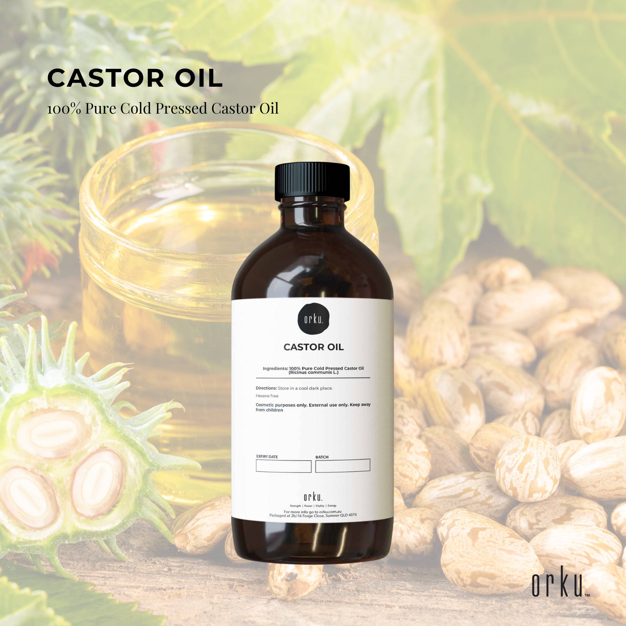 Orku 1.5L Castor Oil - Hexane Free Cold Virgin Pressed