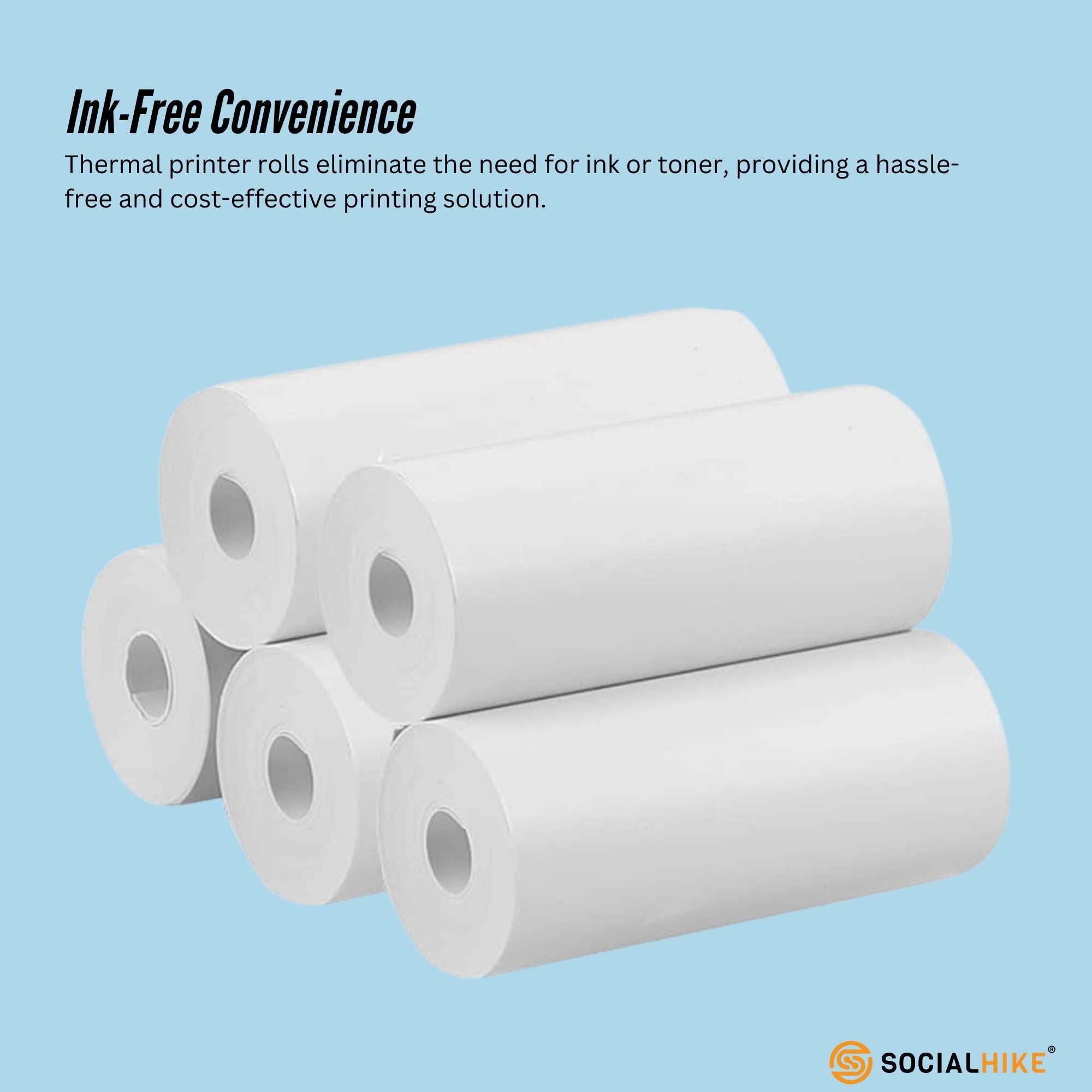 Paper Products: Social Hike 5 Pack Thermal Paper Camera Rolls - Instant Print Printer Refill