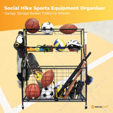 Storage Cabinets & Lockers: Social Hike Sports Equipment Storage Organiser Trolley on Wheels - Garage Basket